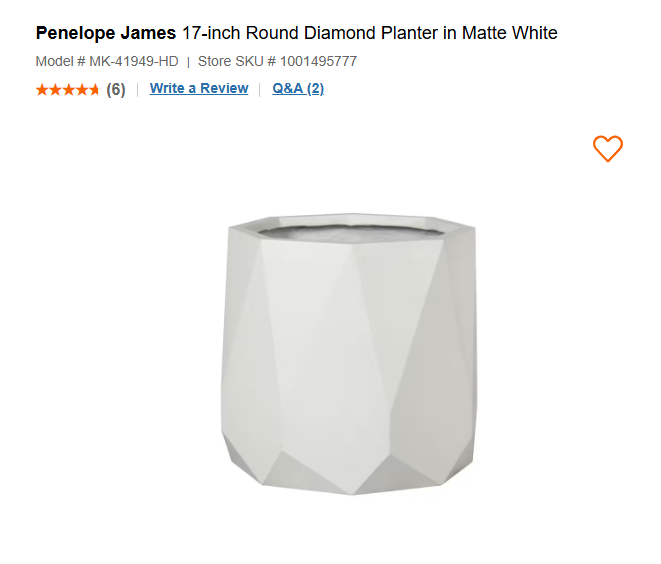 White Geometric Planter 15"