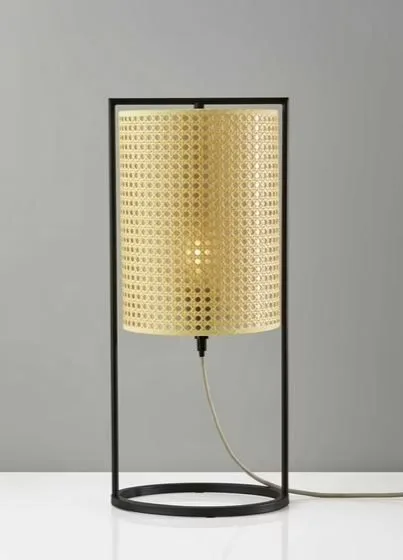 HomeRoots Tall Fashionable Cane Shade Table Lantern Lamp image indicator(5)