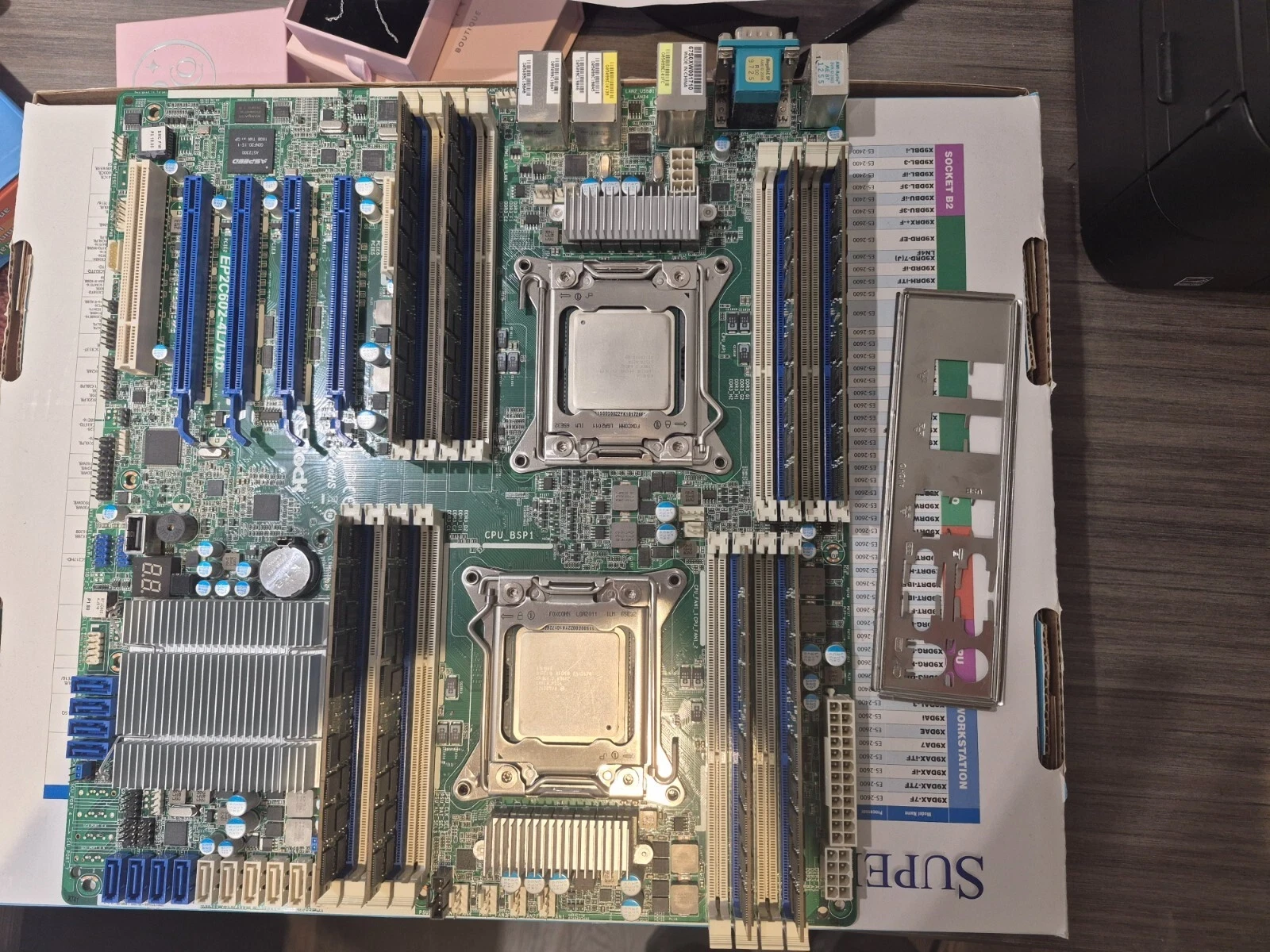 Server board EP2C602-4L with 2xCPU IntelXeon E5-2670, 128 GB RAM