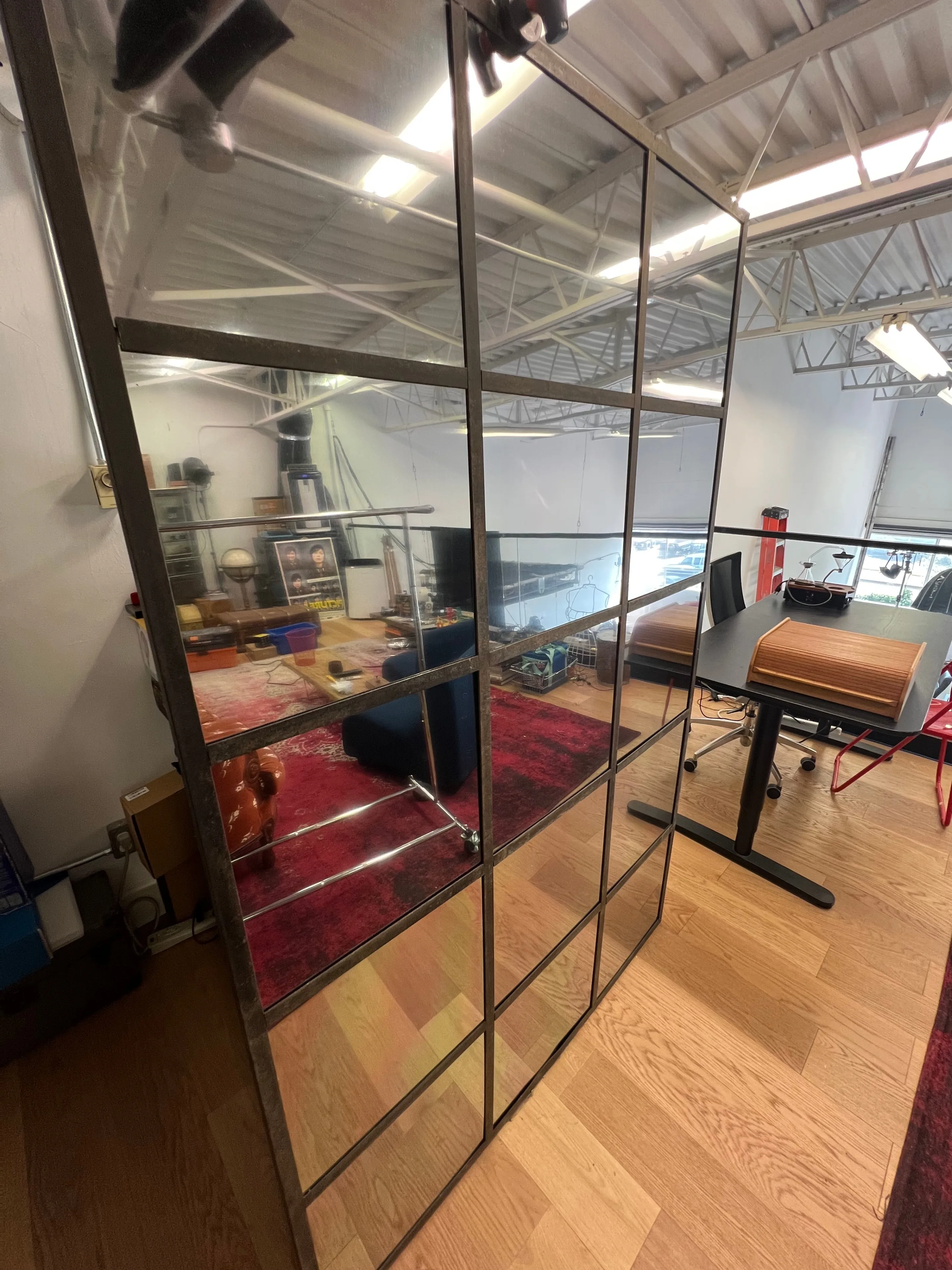 Wall Divider - Converted Factory Window with Mirror/Cork Board