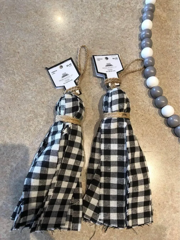 8” Buffalo Plaid Fabric Tassels thumbnail