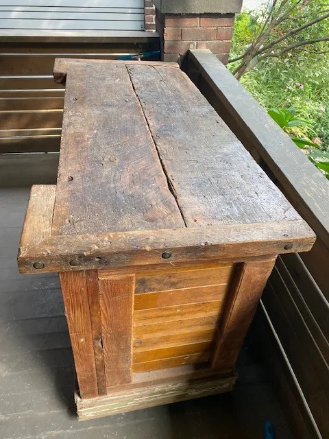 Rustic Farmhouse Wooden Bar / Counter with Open Back Storage image indicator(10)