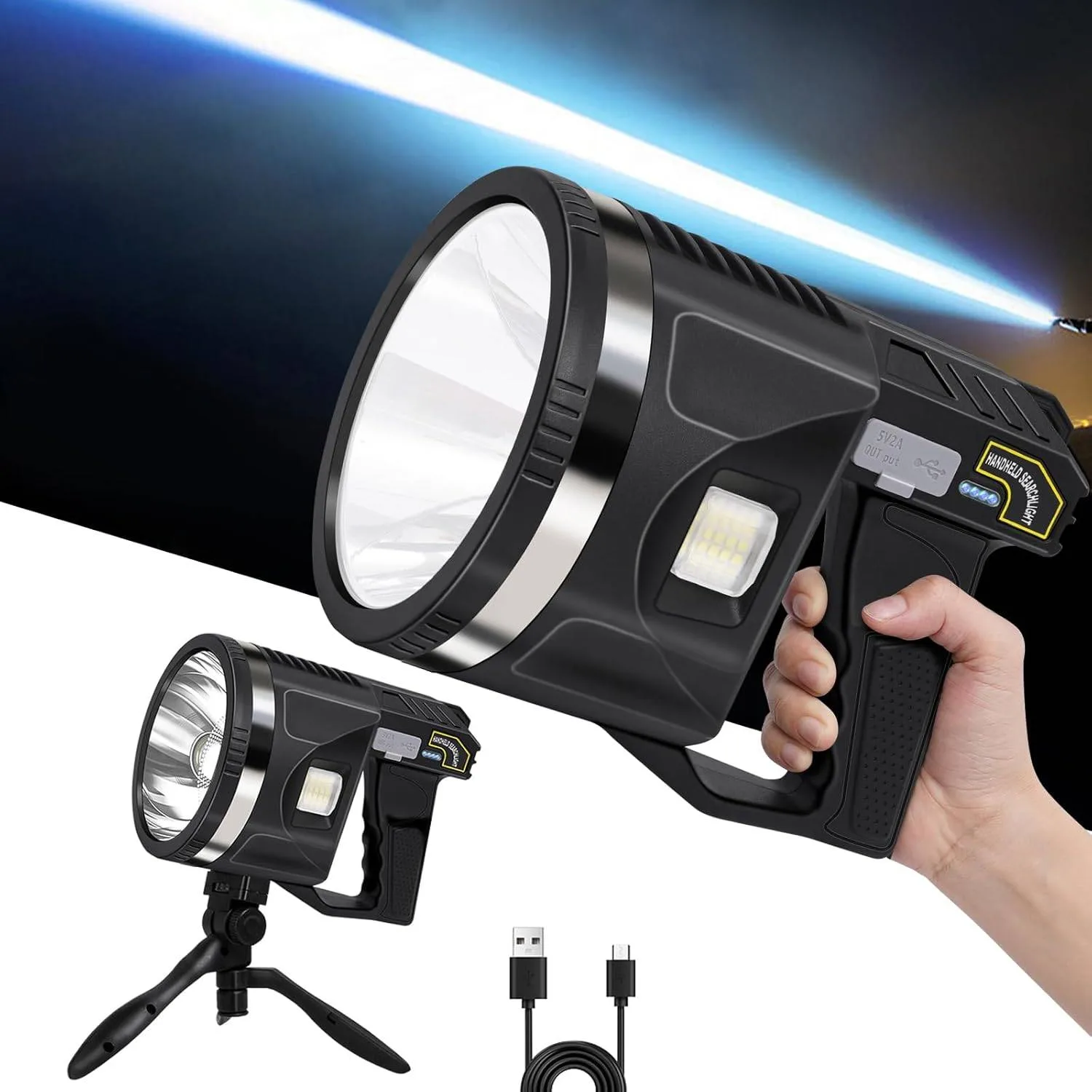 1M Lumen Rechargeable LED Spotlight with Tripod, 6 Modes thumbnail