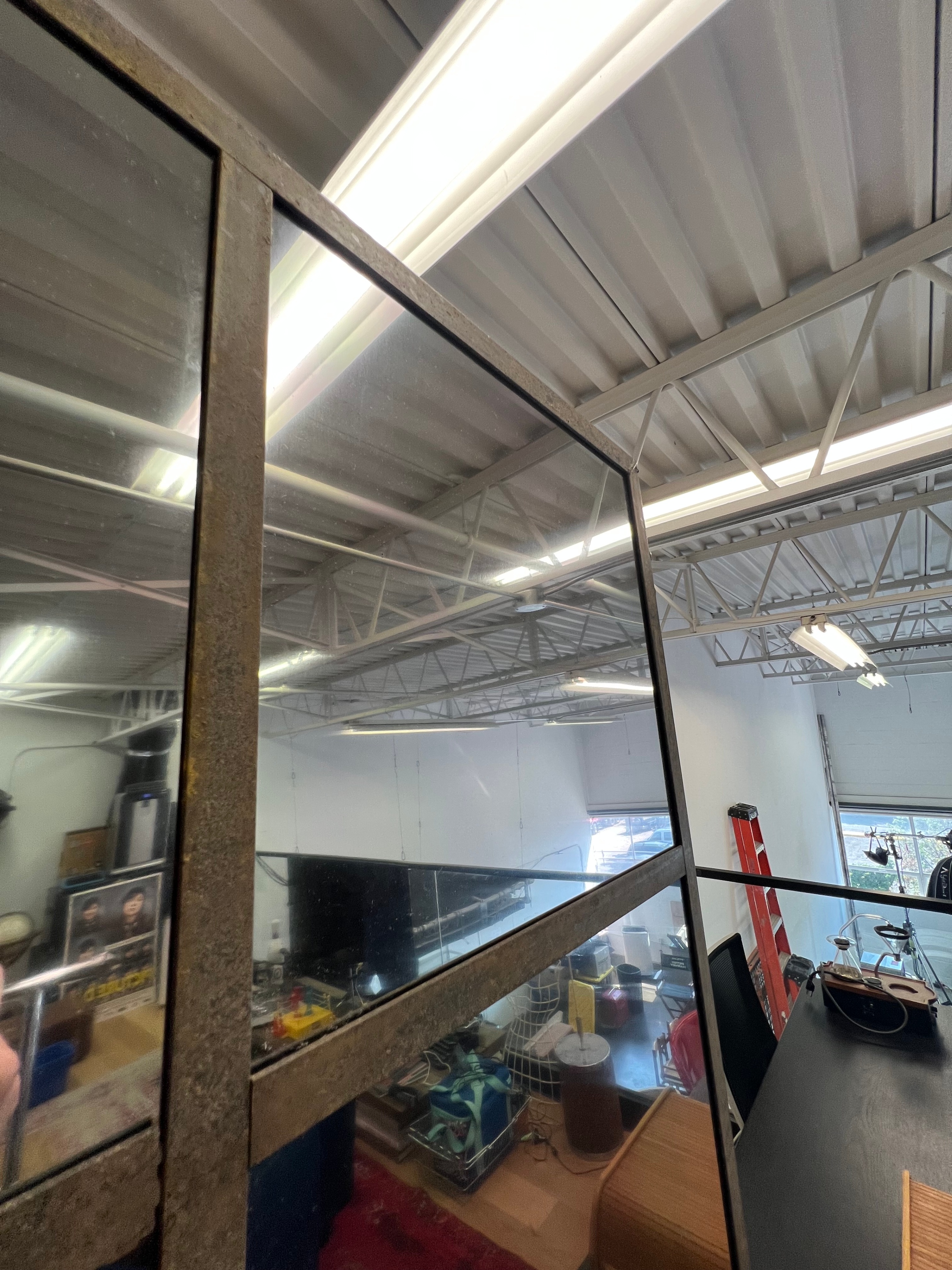 Wall Divider - Converted Factory Window with Mirror/Cork Board - photo 2