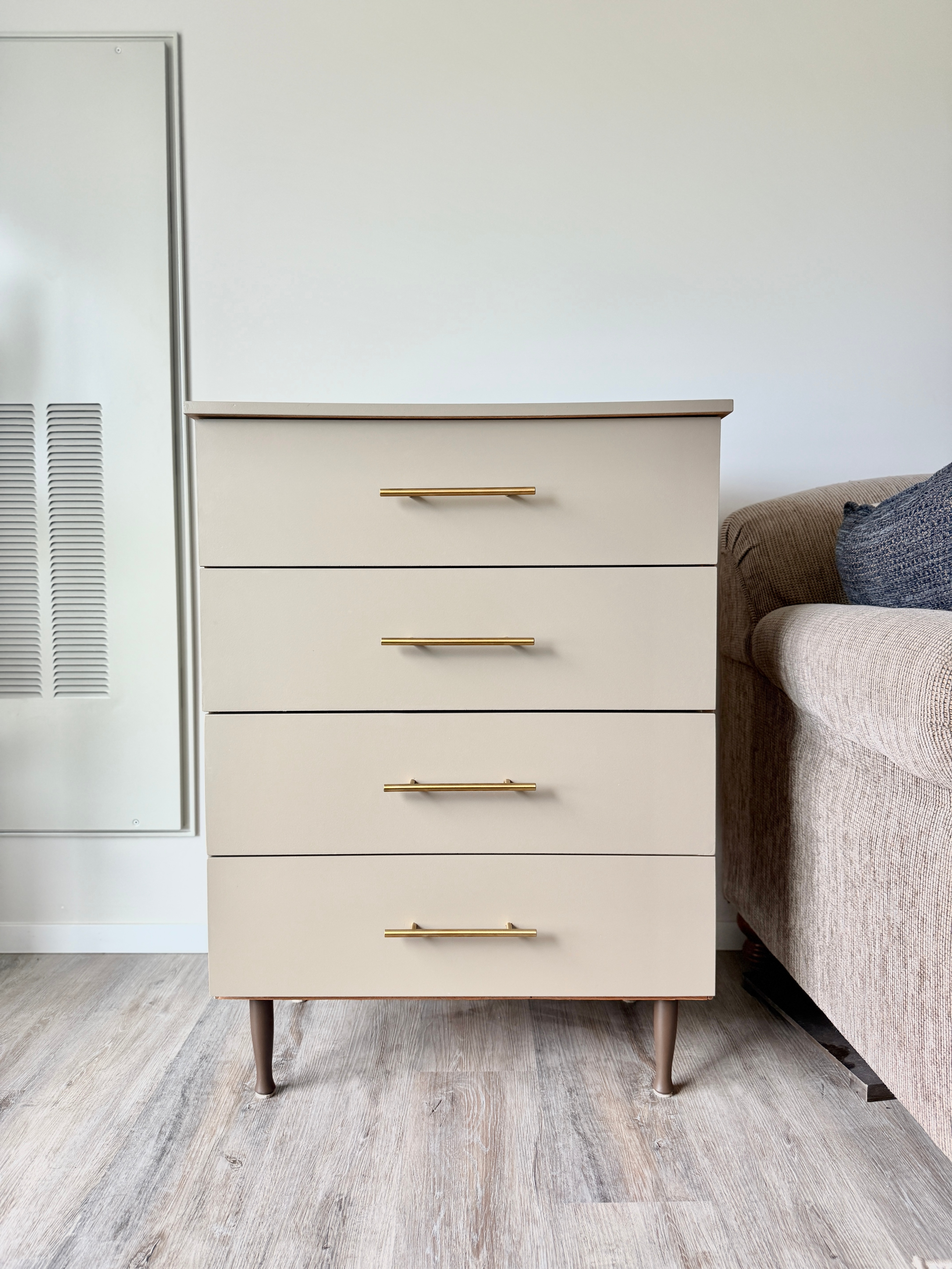 Modern Taupe Dresser – Freshly Remade with Gold Handles - photo 3