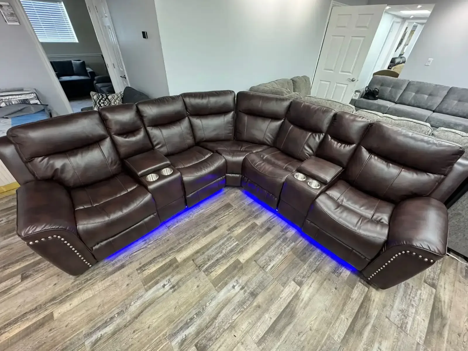 New 3 PC Power Recliner Sectional With Cup Holder In Big Sale thumbnail