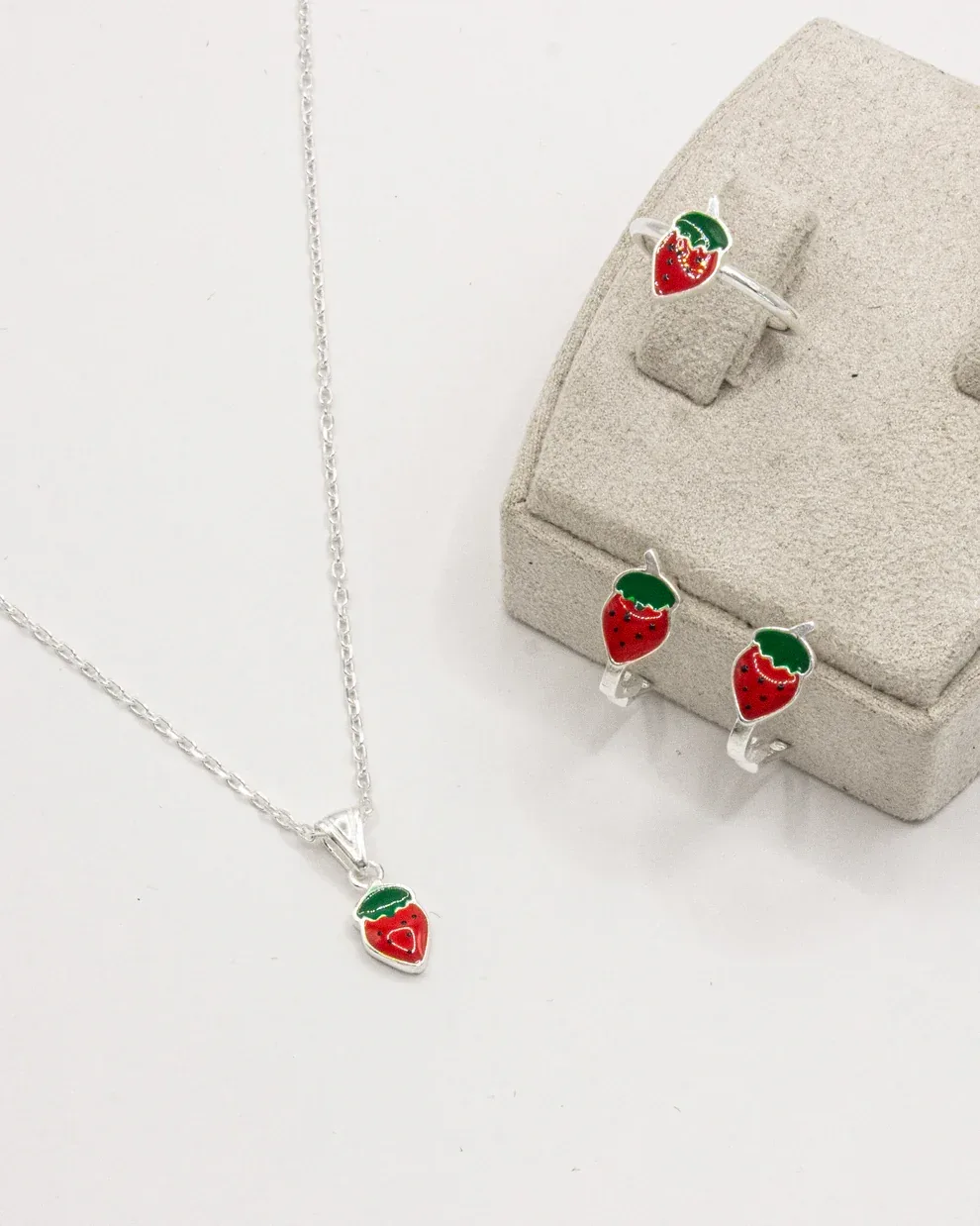 Kids Silver Strawberry Jewelry Set thumbnail
