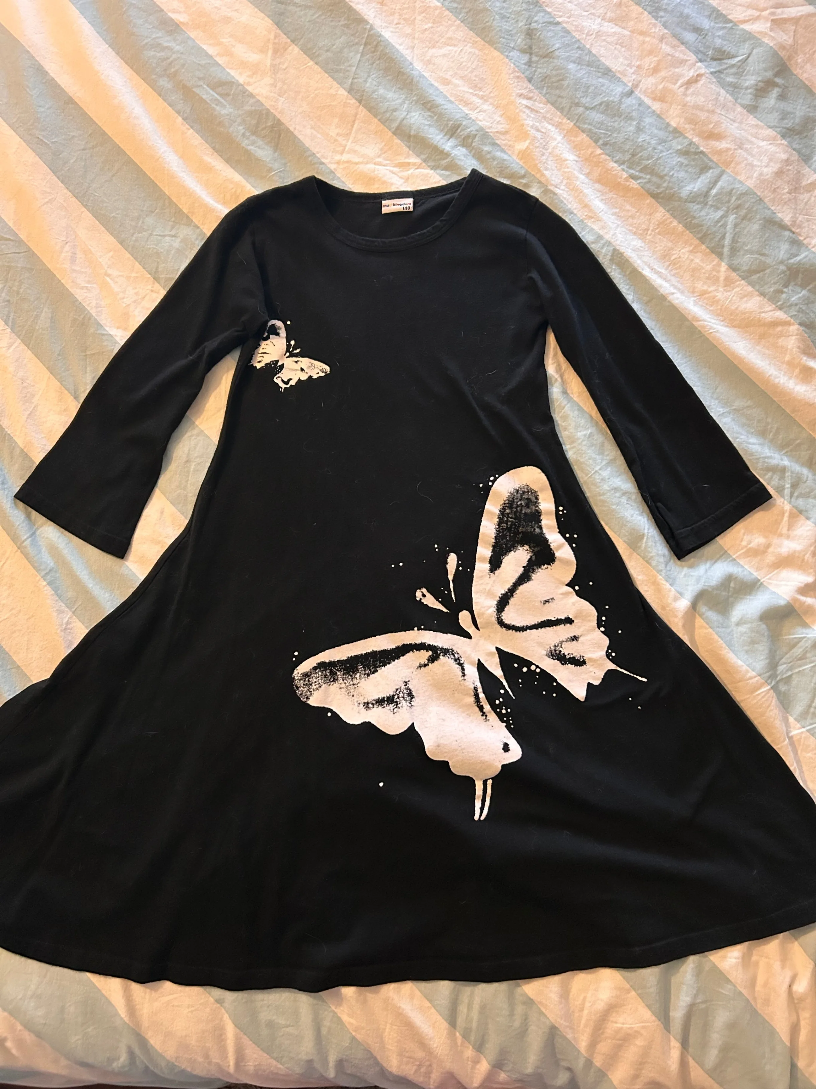 Girls' Mud Kingdom Black Butterfly Print Cotton Dress size 8 thumbnail