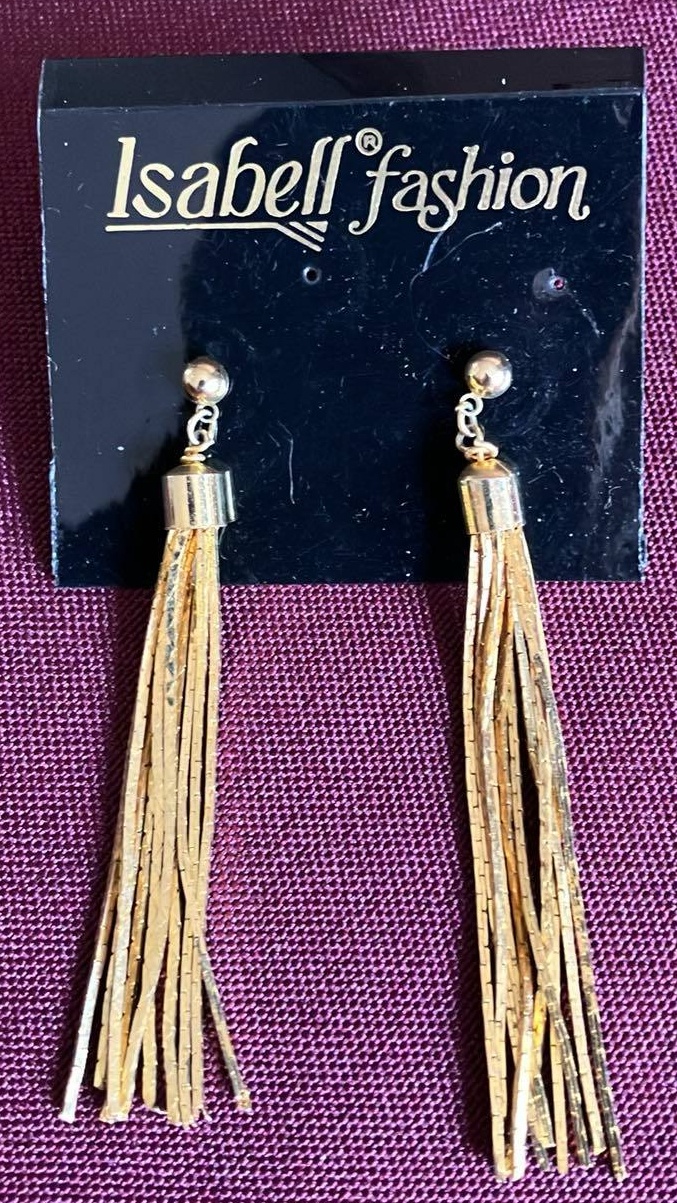 Earrings Tassel Drop Gold Tone (New)
