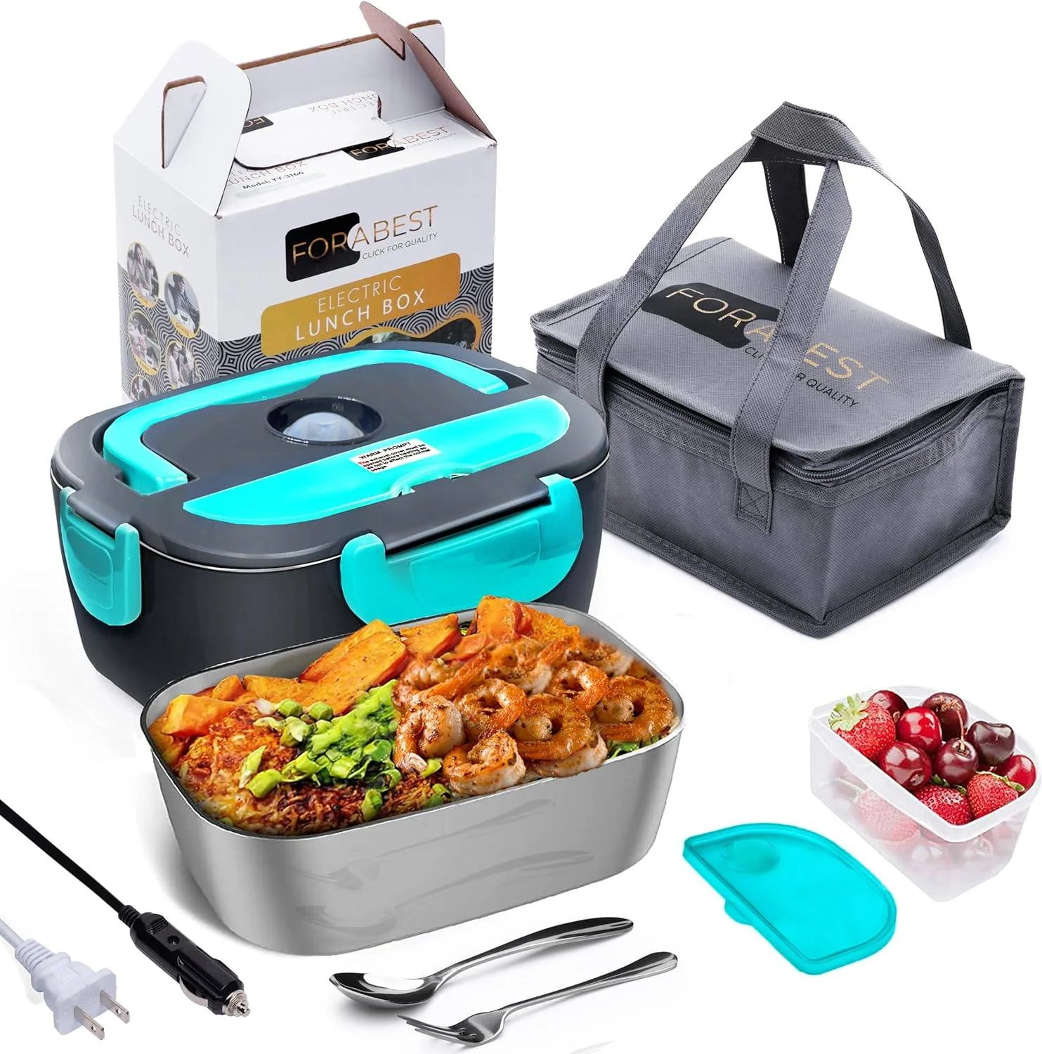 FORABEST 60W Electric Lunch Box: Portable Food Warmer, 1.5L thumbnail