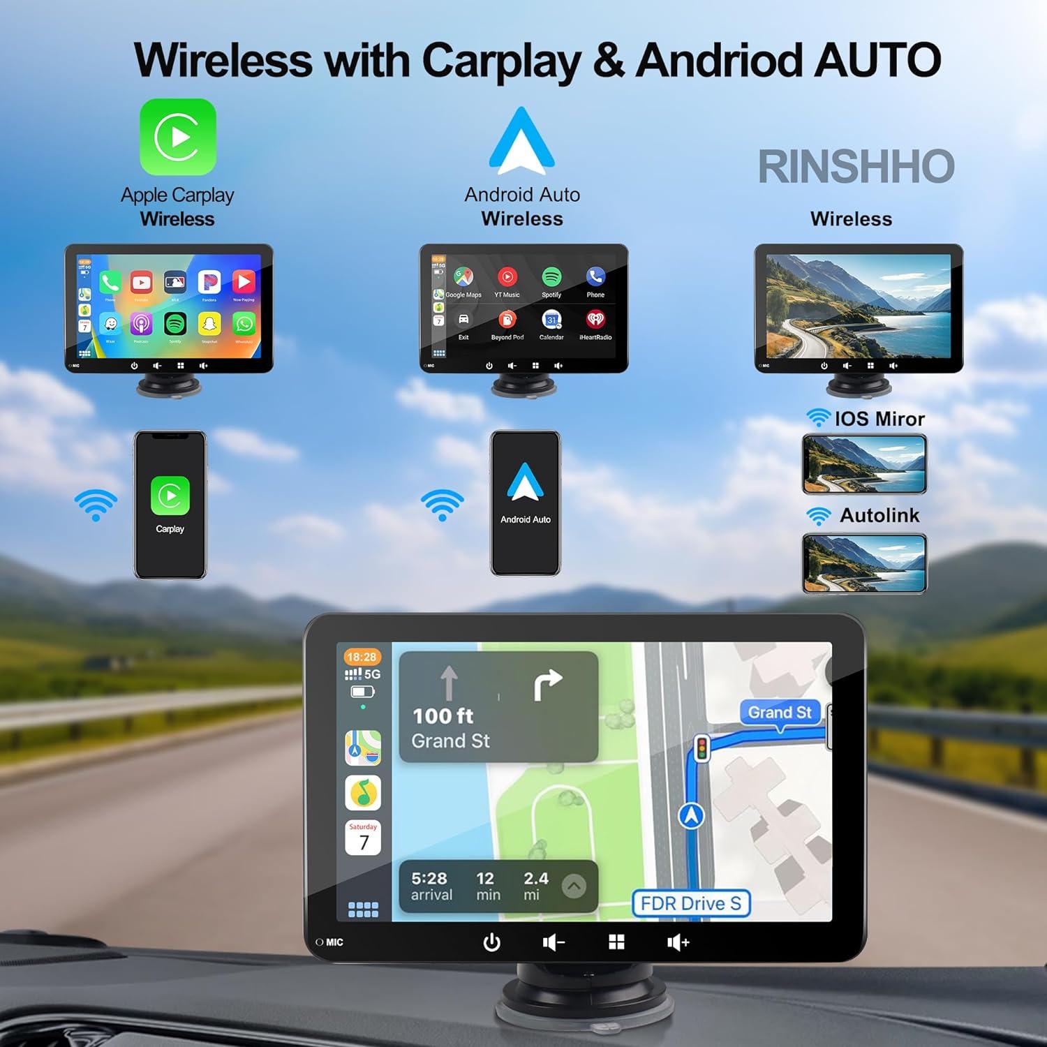 2024 7" Wireless CarPlay & Android Auto HD Car Stereo - photo 2