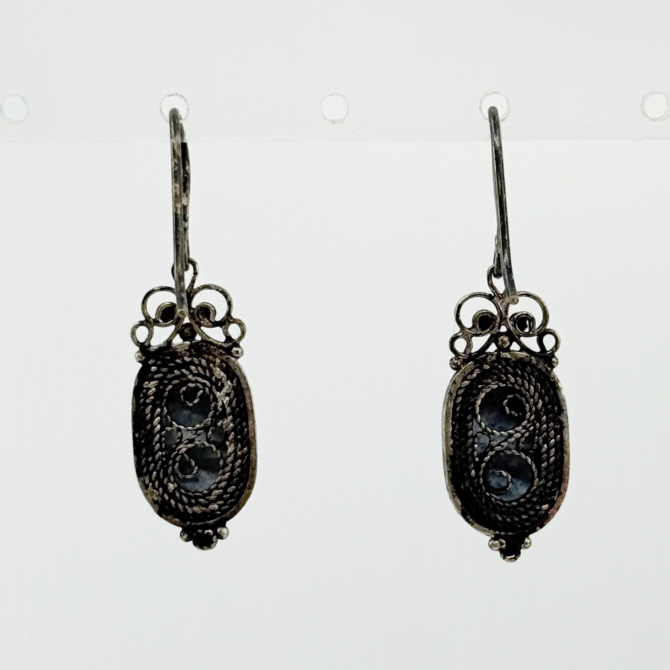 Vintage USSR Russian silver plated Hand Painted enamel earrings - photo 5