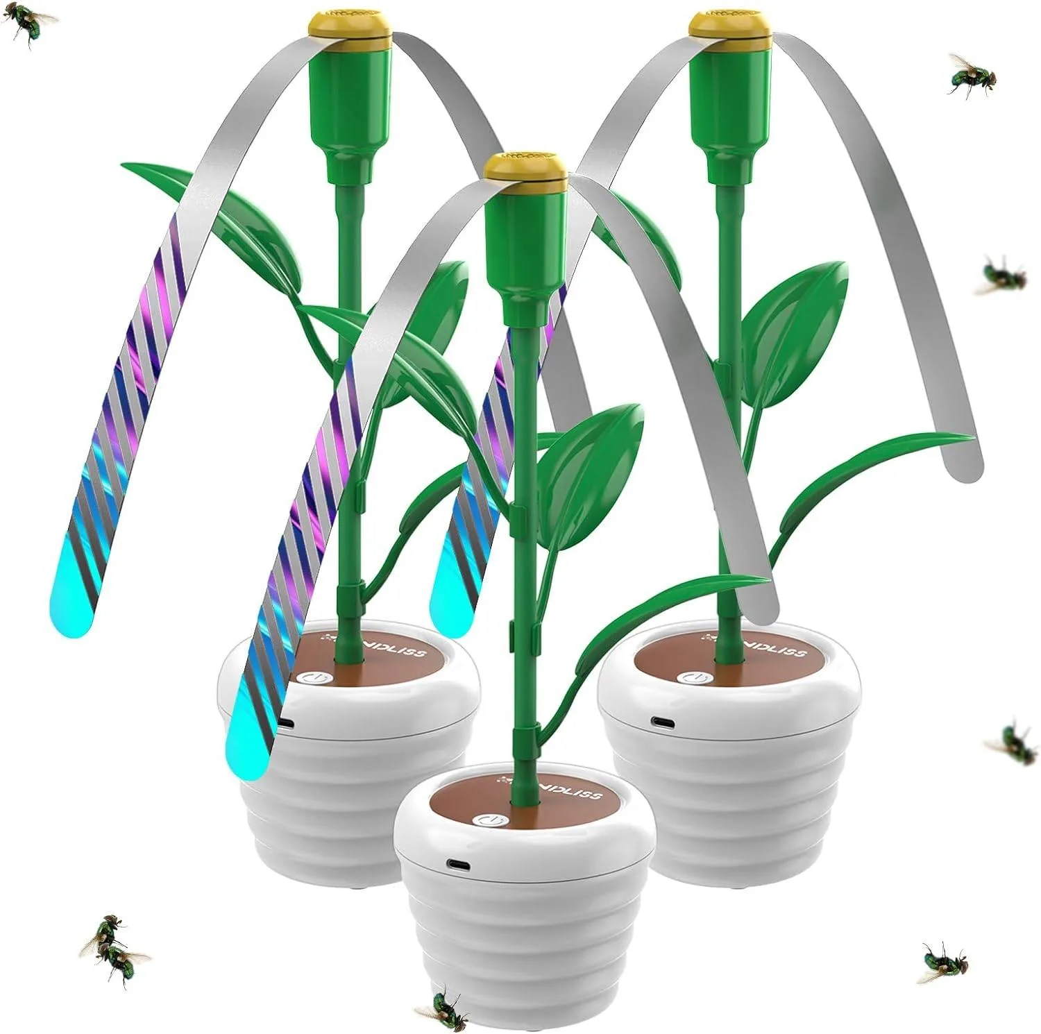 Flowerpot Fly Fans for Tables, USB/Battery, 3-Pack thumbnail