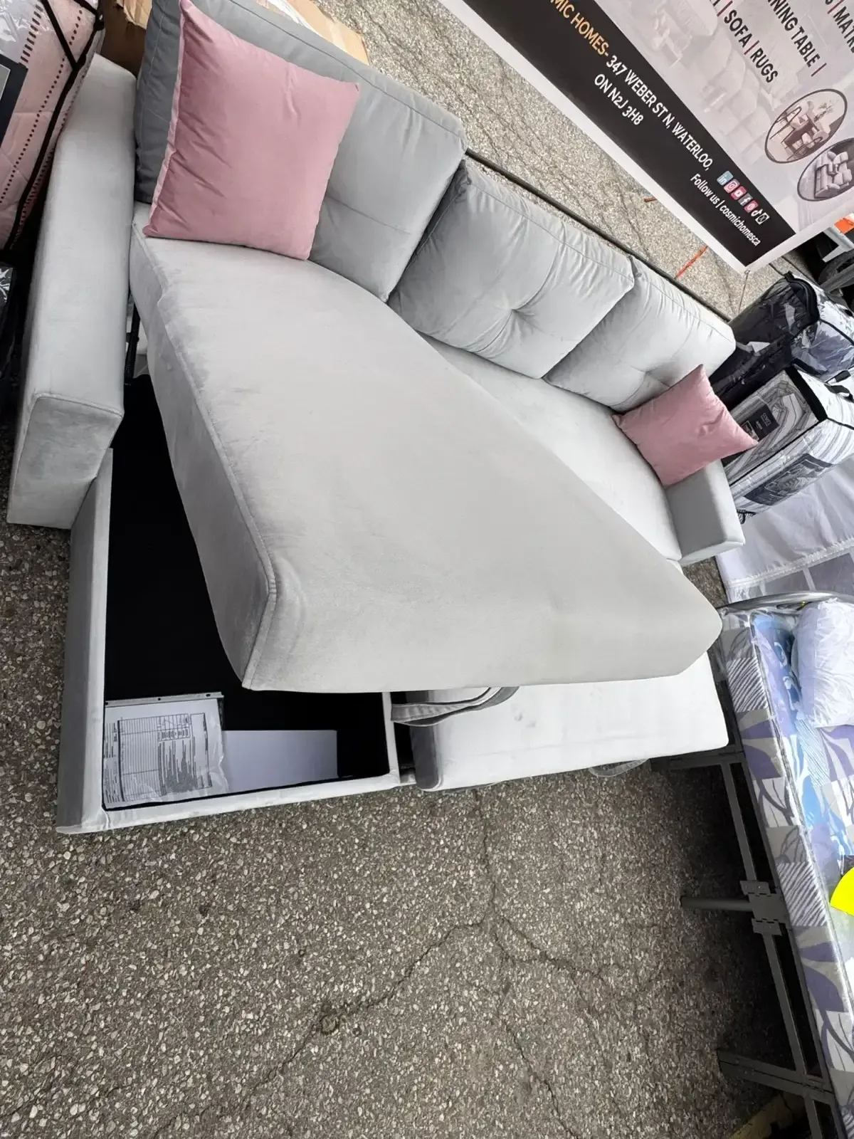 New 2 PC Sectional Sofa Bed Fabric Upholstery Velvet At Hot Sale image indicator(3)