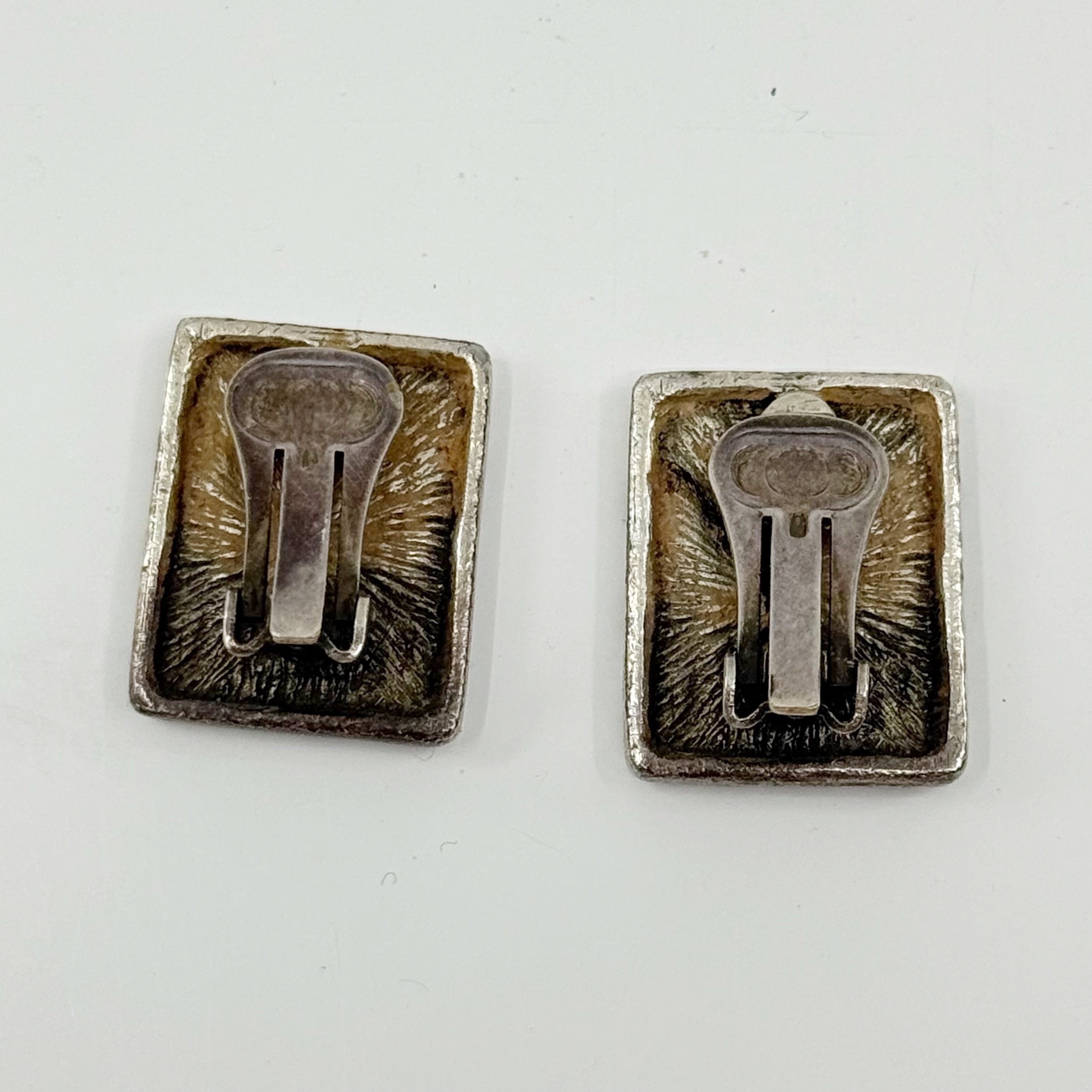 Vintage silver tone brutalist clip on earrings - GM1503 - photo 5