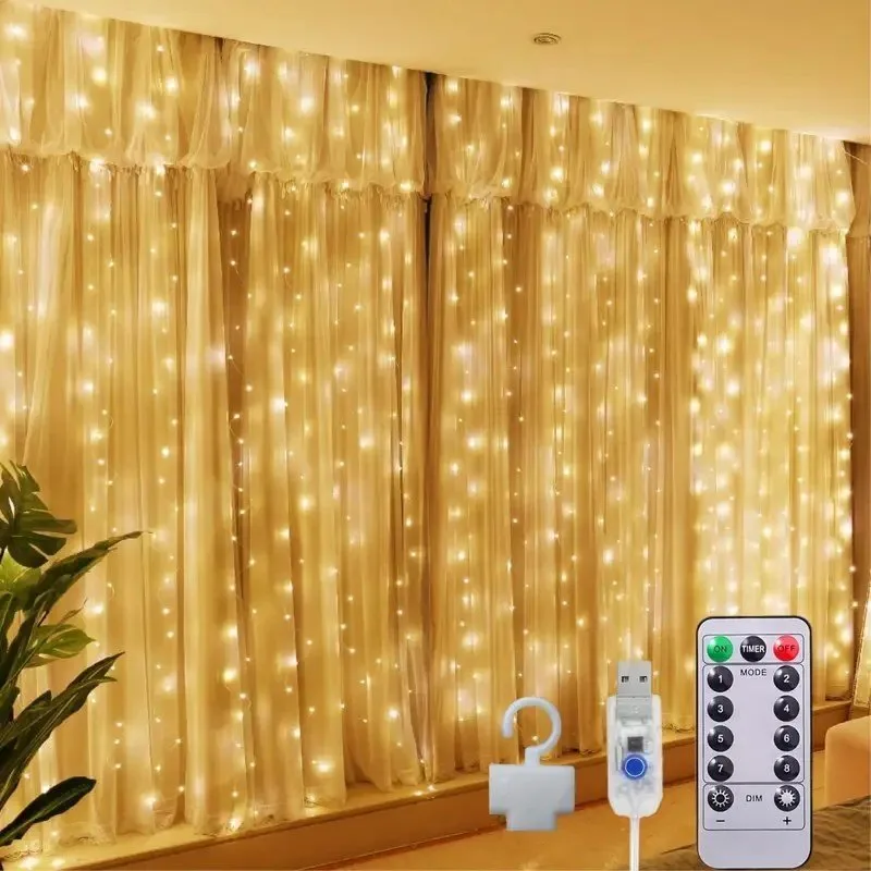 Curtain Lights 9.8ftx9.8ft (3Mx3M) - Warm White