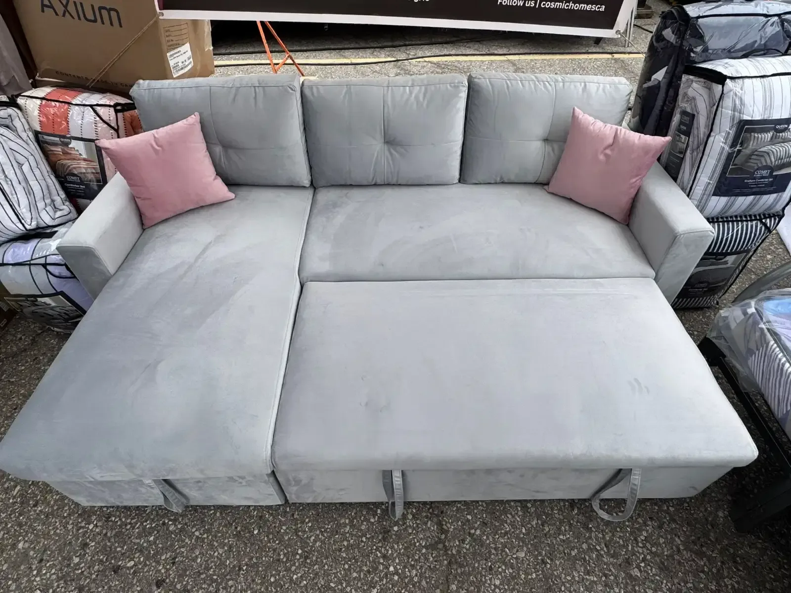 New 2 PC Sectional Sofa Bed Fabric Upholstery Velvet At Hot Sale thumbnail
