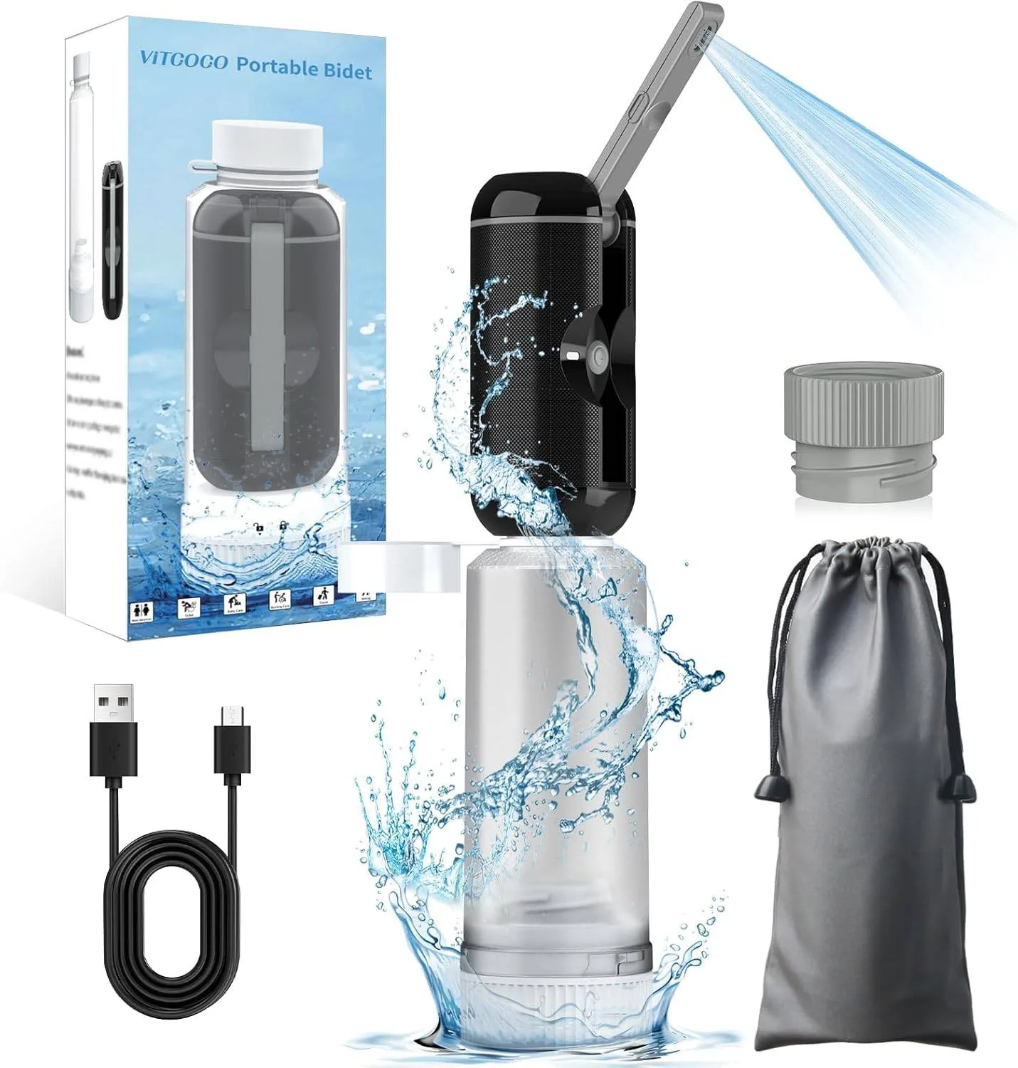 VITCOCO Rechargeable Portable Bidet for Travel, 200ml, IPX7 thumbnail