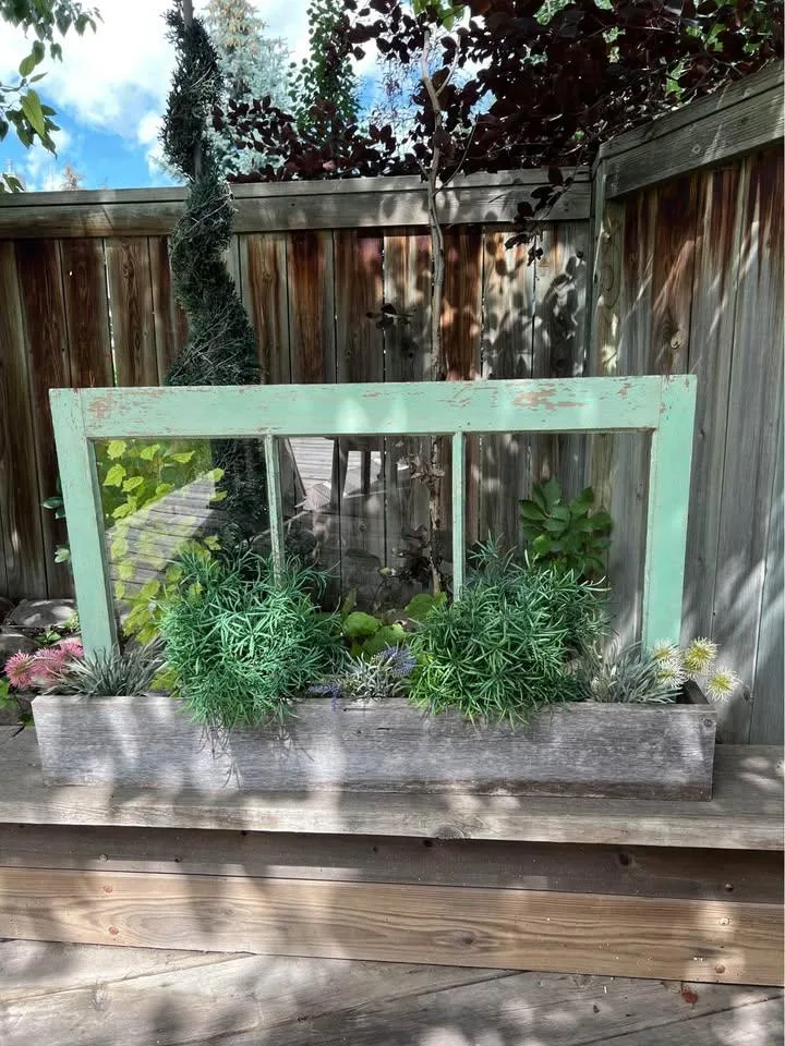 Beautiful Antique Window Frame with Reclaimed Barnwood Planter thumbnail