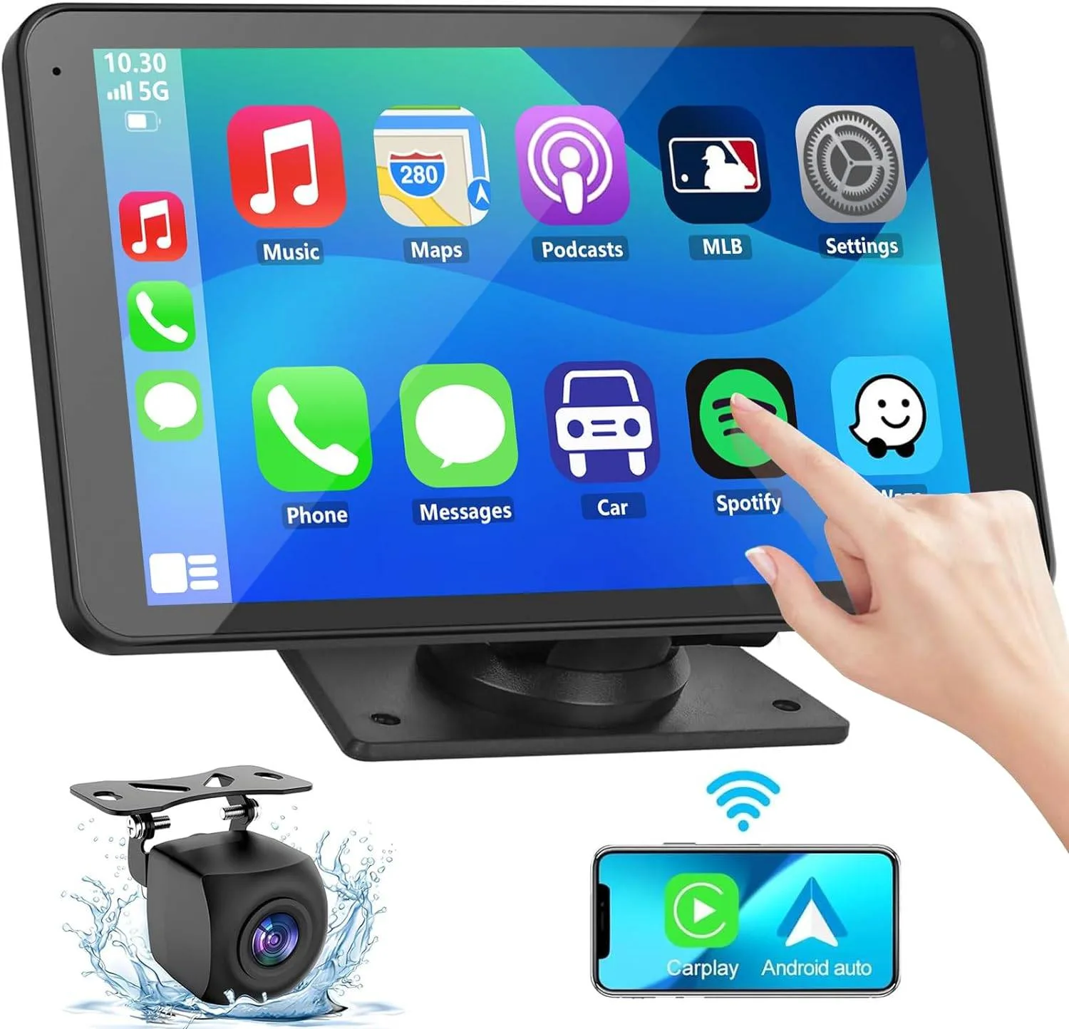 Eleacc 7" Wireless CarPlay Stereo with HD Touchscreen & Camera thumbnail