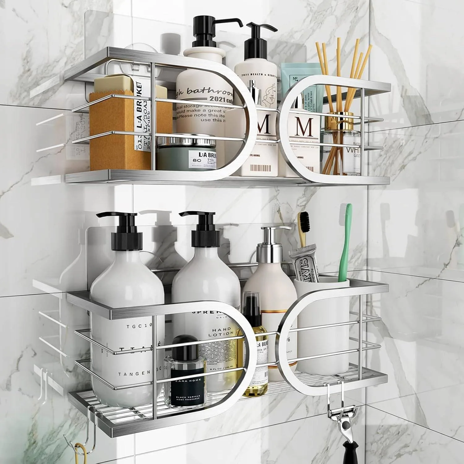 🚿 Adurei Shower Caddy – 2 Pack, Stainless Steel, NEW 🛁 thumbnail