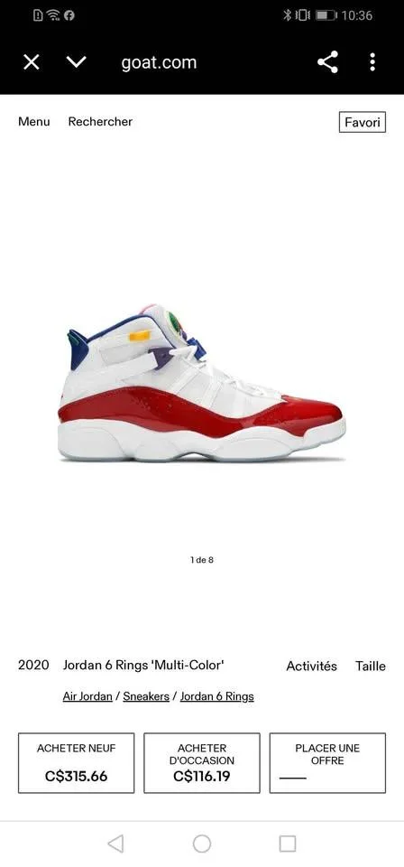 Multicolor jordan 6 rings thumbnail