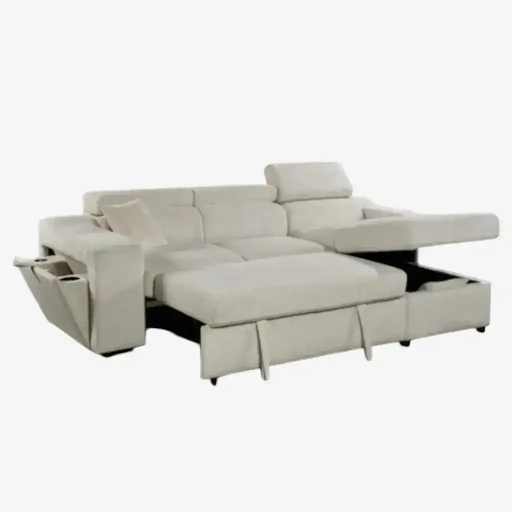 Sale On New Reversible Sectional Sofa Bed With Accent Pillows thumbnail