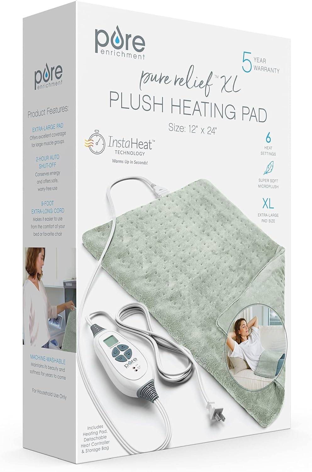 Pure Enrichment PureRelief XL Heating Pad (12” x 24”) – Zen Gree - photo 3