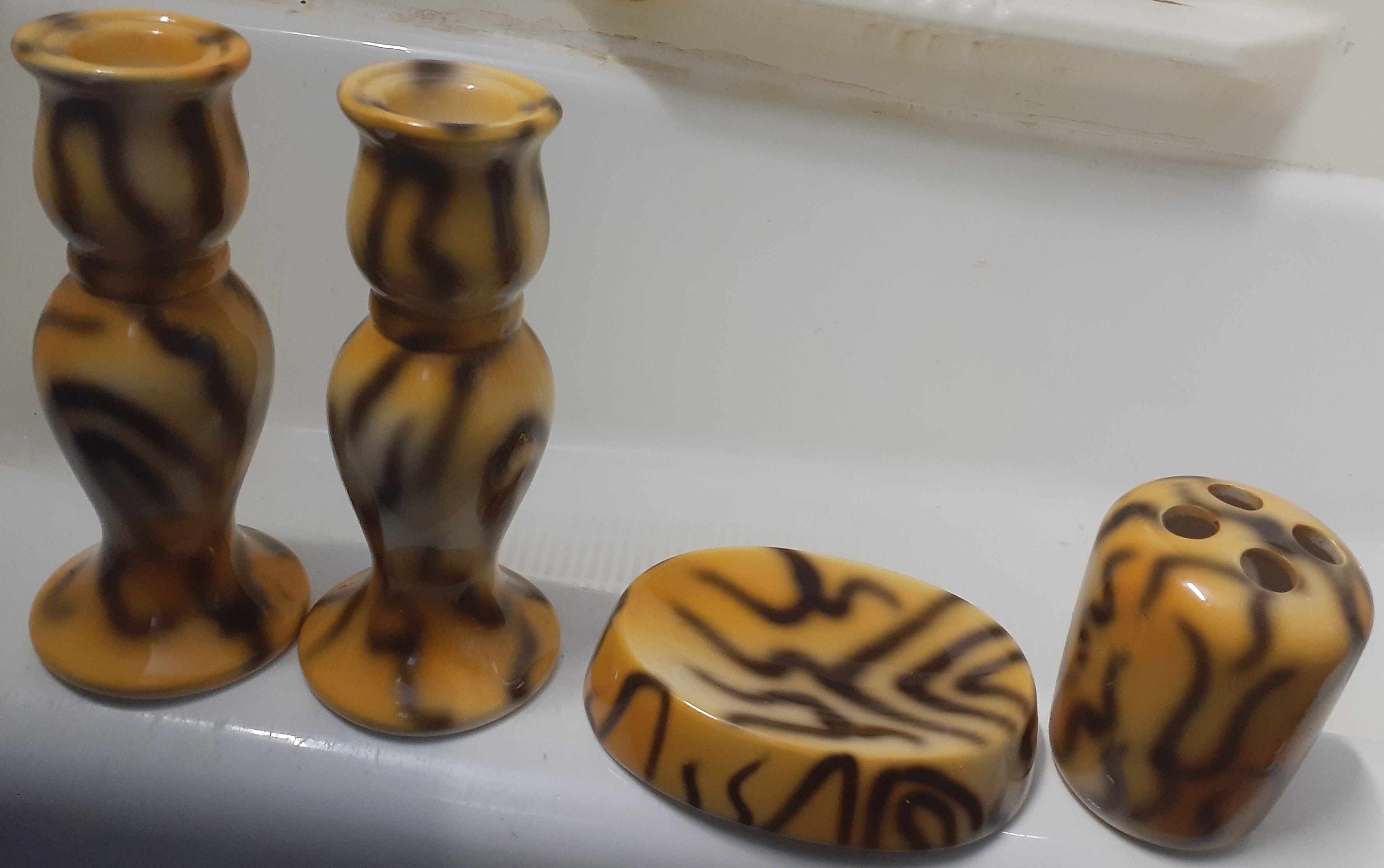 Ceramic Tiger Printed Bathroom Set (DOWNSIZING SALE)