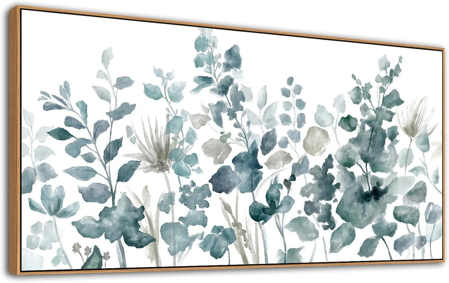 Large 50x100cm Botanical Floral Wall Art in Indigo & Grey Tones thumbnail
