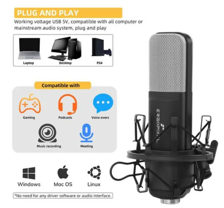 Rarely used - Ergopixel Studio Microphone with Tripod - Black image indicator(2)