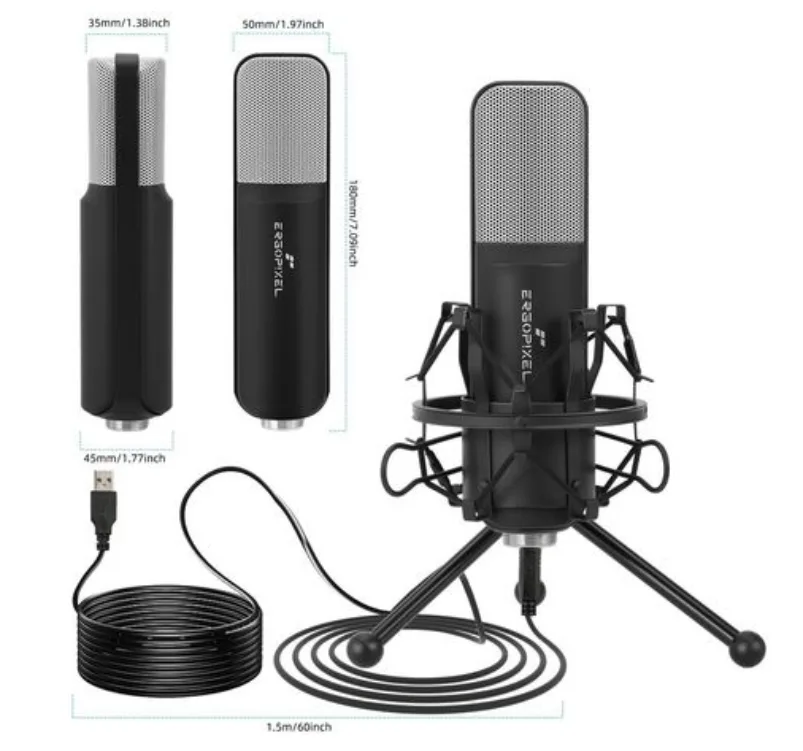 Rarely used - Ergopixel Studio Microphone with Tripod - Black image indicator(3)