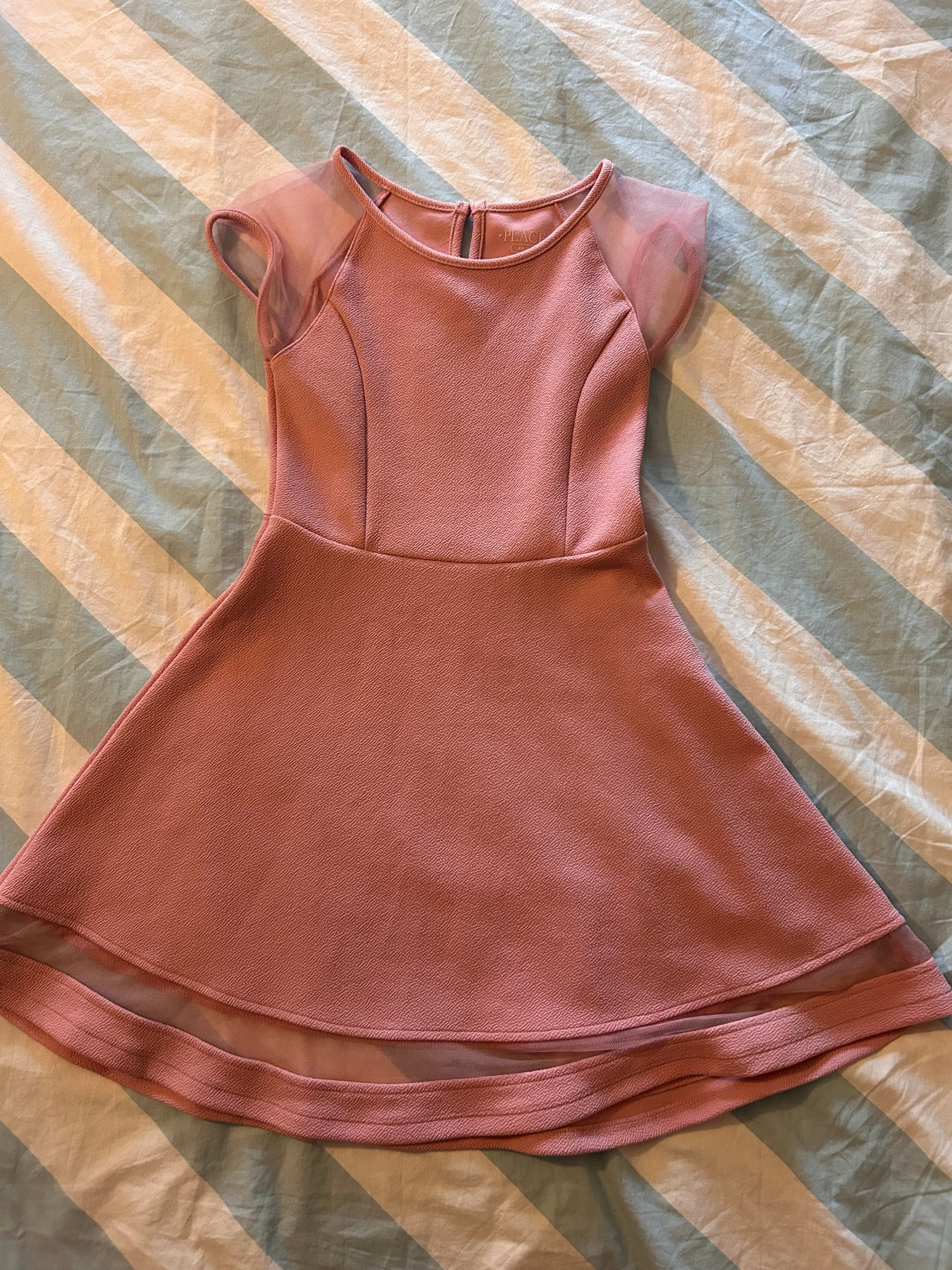 Girls' The Children's Place Pink Dress Sheer Sleeves - Size 6X/7 thumbnail