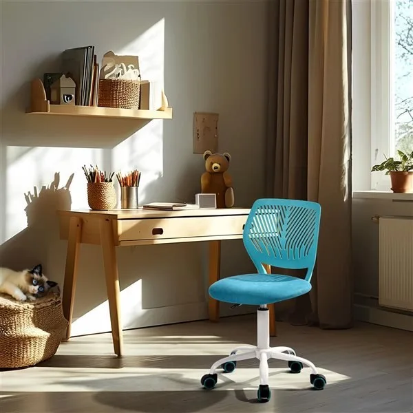 🌟 Homy Casa 34" Aqua Blue Kids Swivel Task Chair thumbnail
