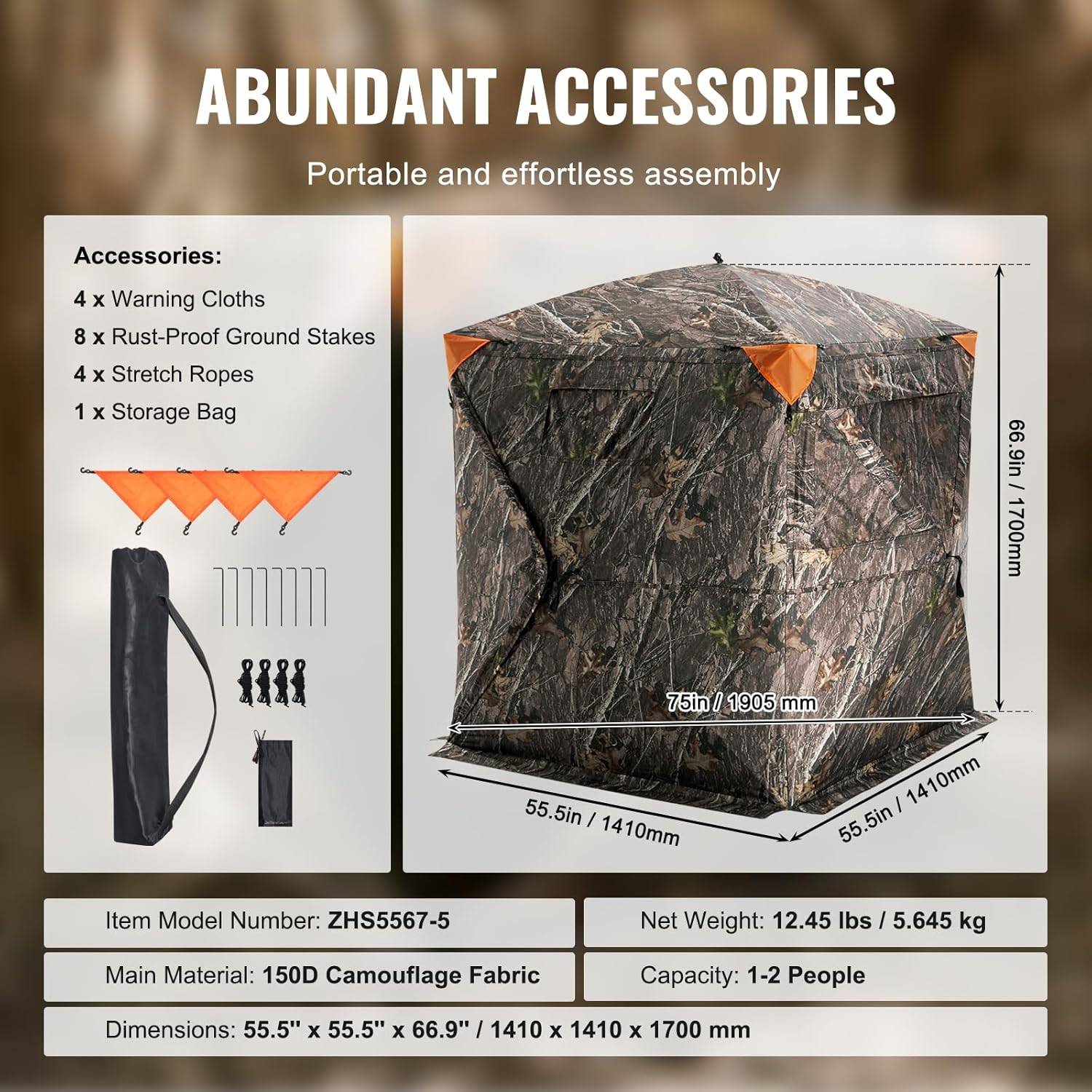 Pop-Up Hunting Blind with 270° View 55.5" x 55.5" x 66.9" - photo 3