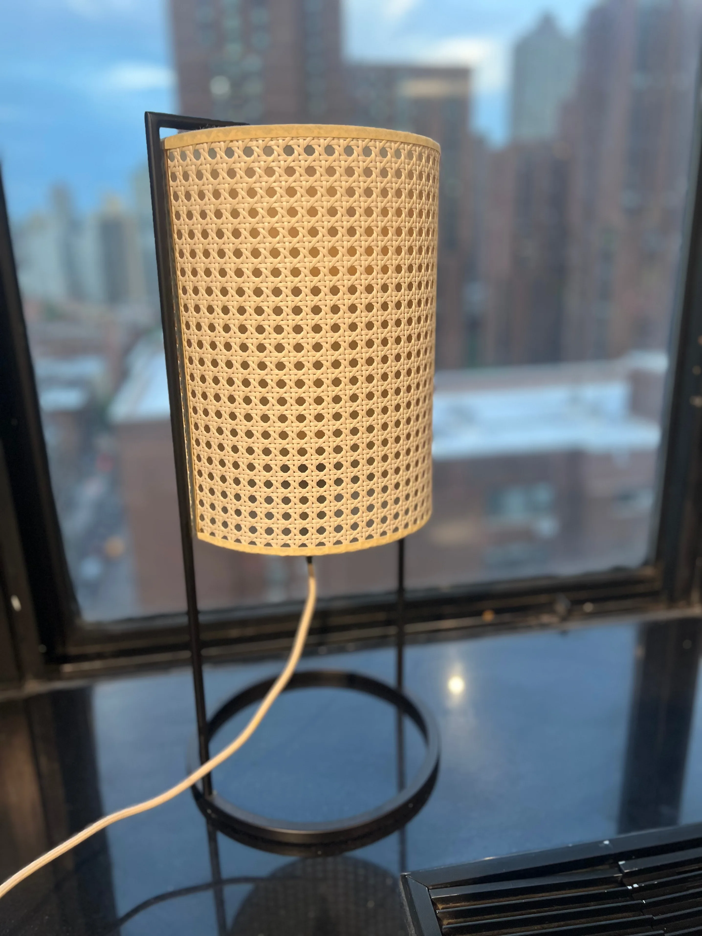 HomeRoots Tall Fashionable Cane Shade Table Lantern Lamp image indicator(3)