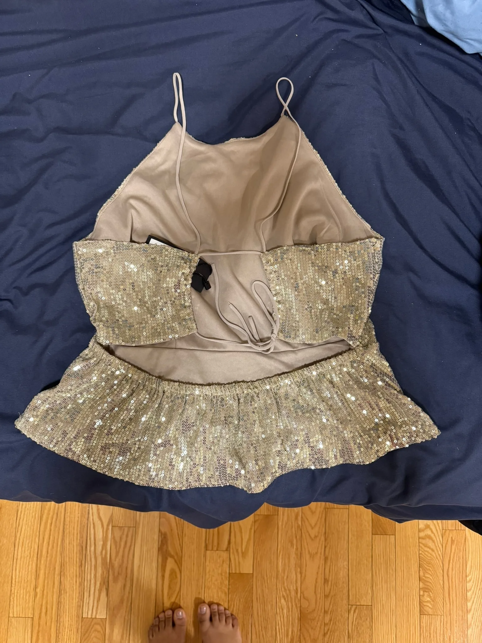 Gold Sequin Halter Top - Size Medium - New With Tags thumbnail