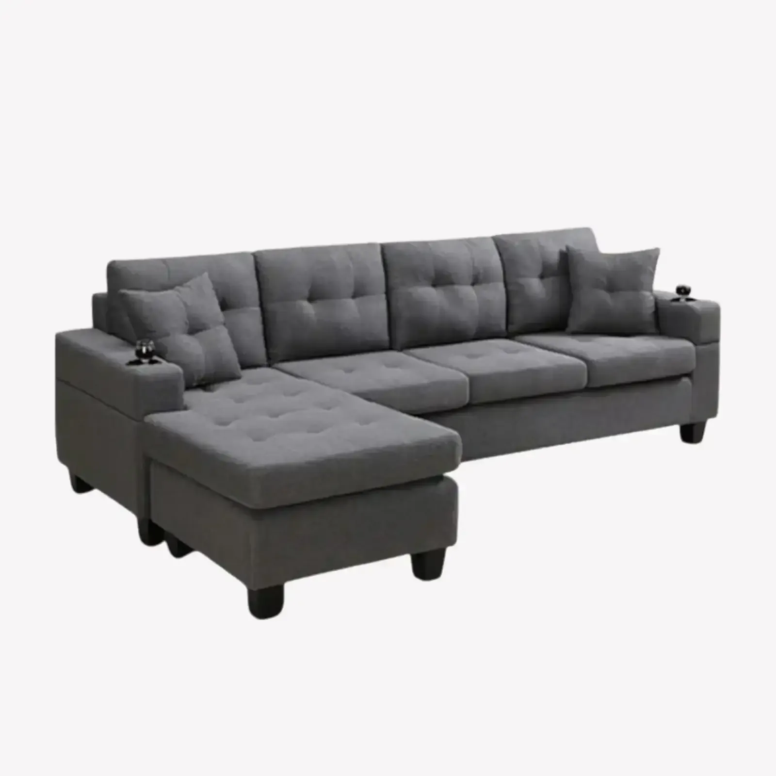 New Sleek 2-Piece Sectional Sofa With Cup Holders Big Sale thumbnail