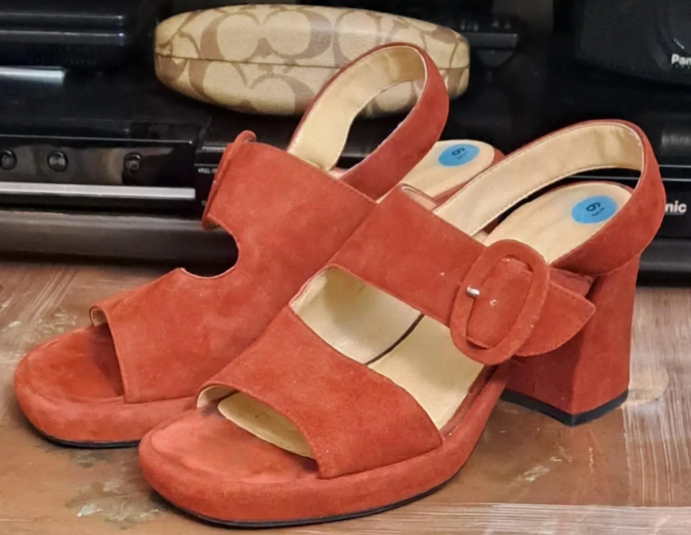 Nine West Red Block Heel Sandal thumbnail