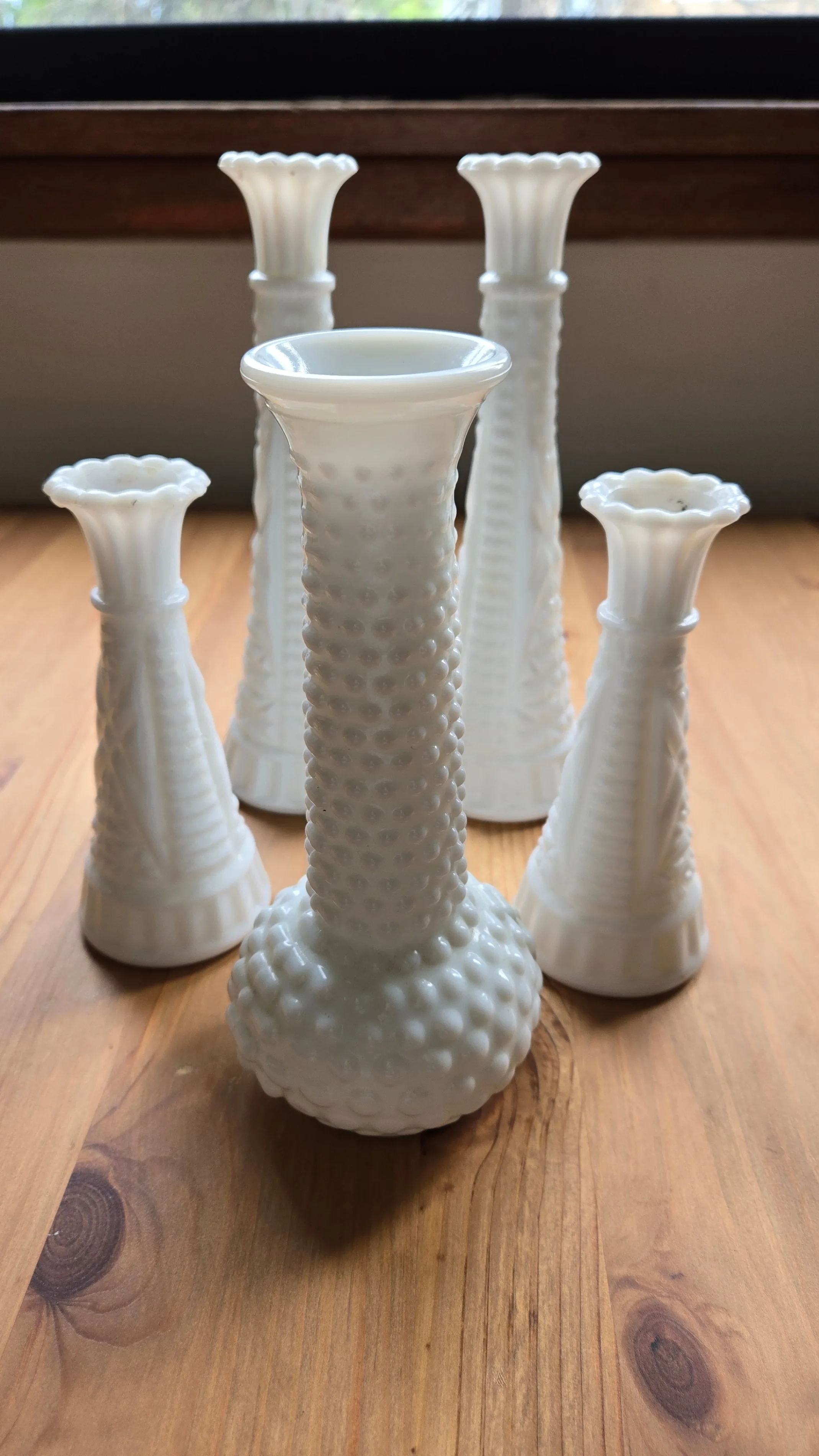 Vintage Milk Glass Candle holders and Vase thumbnail