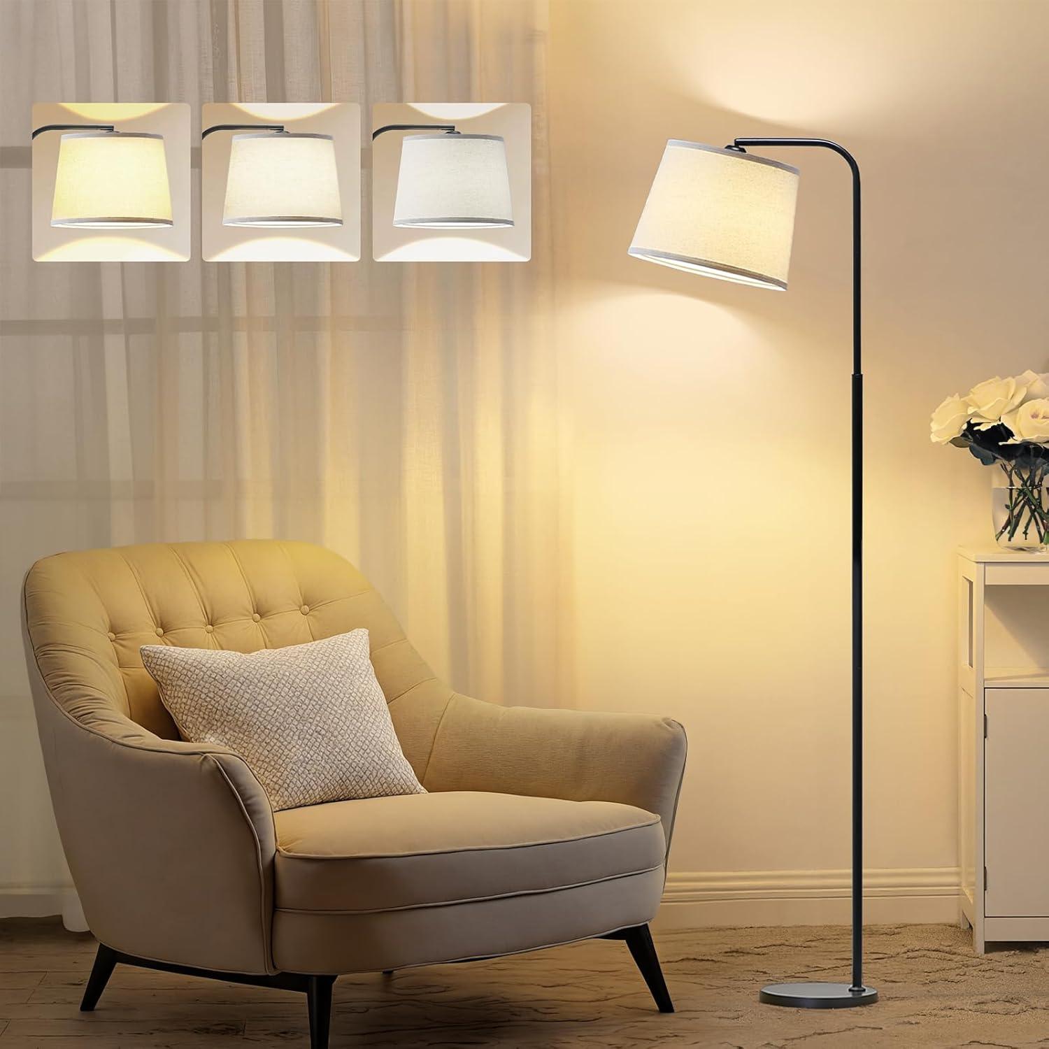 AKASUKI 3-Color Arc Floor Lamp with Foot Switch, 9W LED Included
