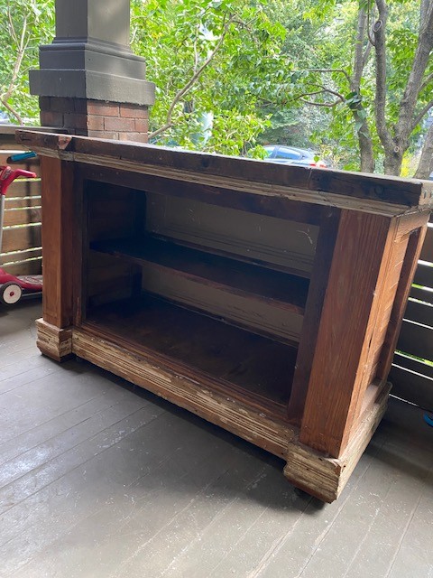 Rustic Farmhouse Wooden Bar / Counter with Open Back Storage