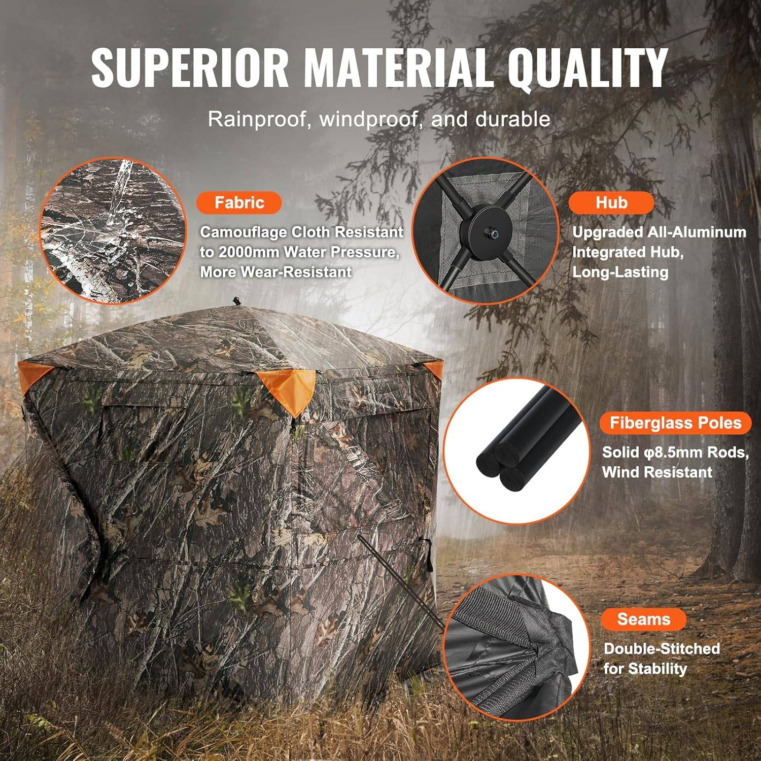 Pop-Up Hunting Blind with 270° View 55.5" x 55.5" x 66.9" - photo 5