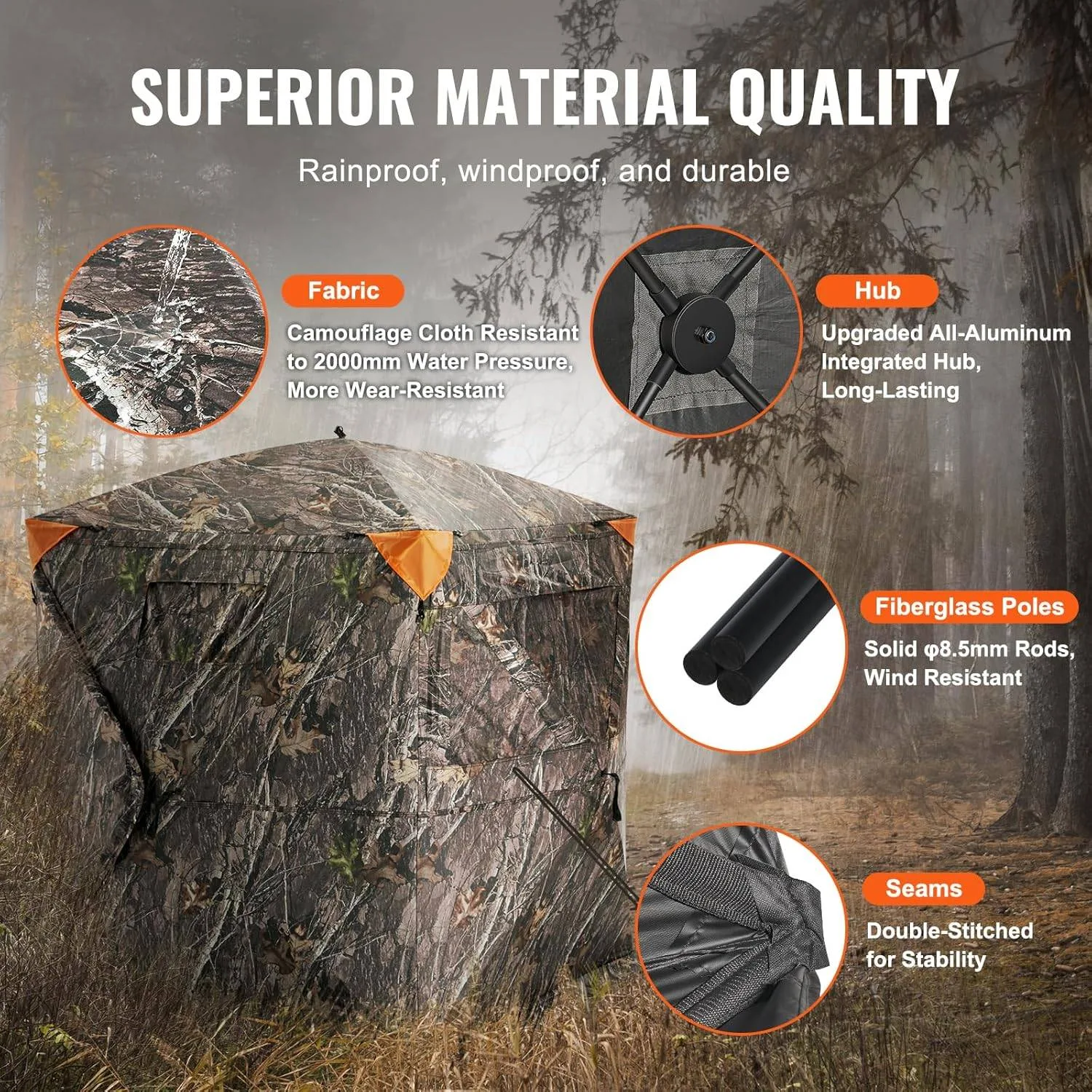 Pop-Up Hunting Blind with 270° View 55.5" x 55.5" x 66.9" image indicator(5)