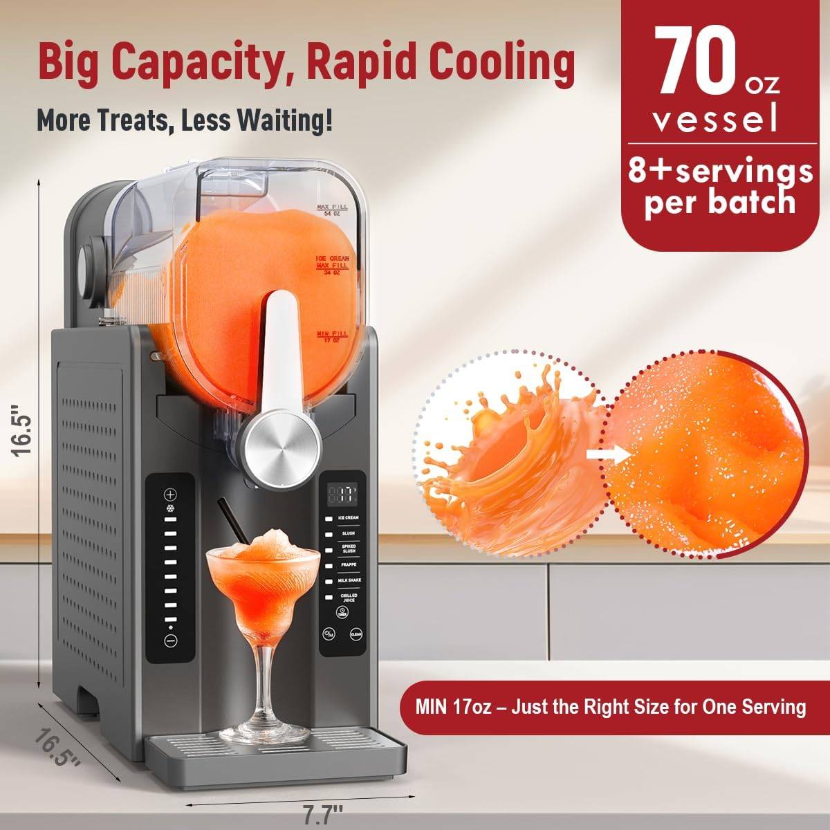 No-Ice Slushie Maker Auto-Clean, 6 Presets, RealTime Temp - photo 3