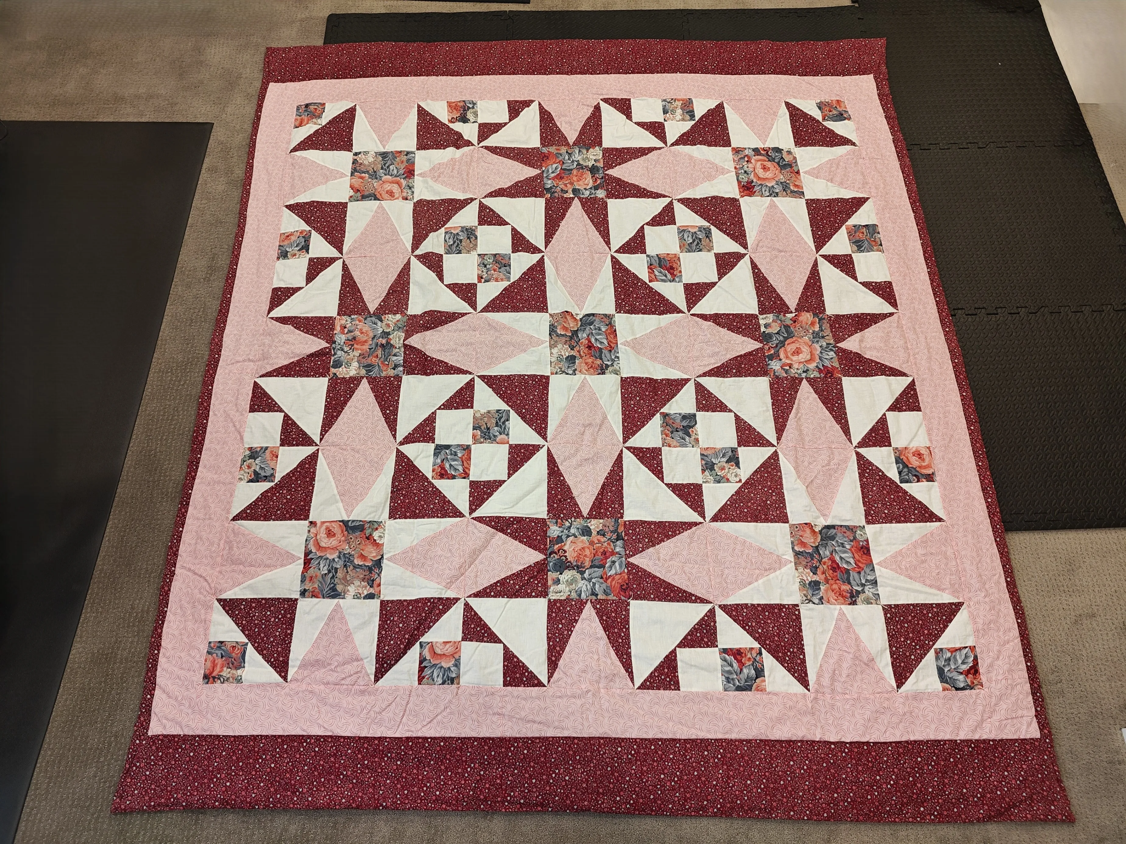 Handmade Queen / King Size Bed Quilt Bedspread Blanket 80" x 92" thumbnail