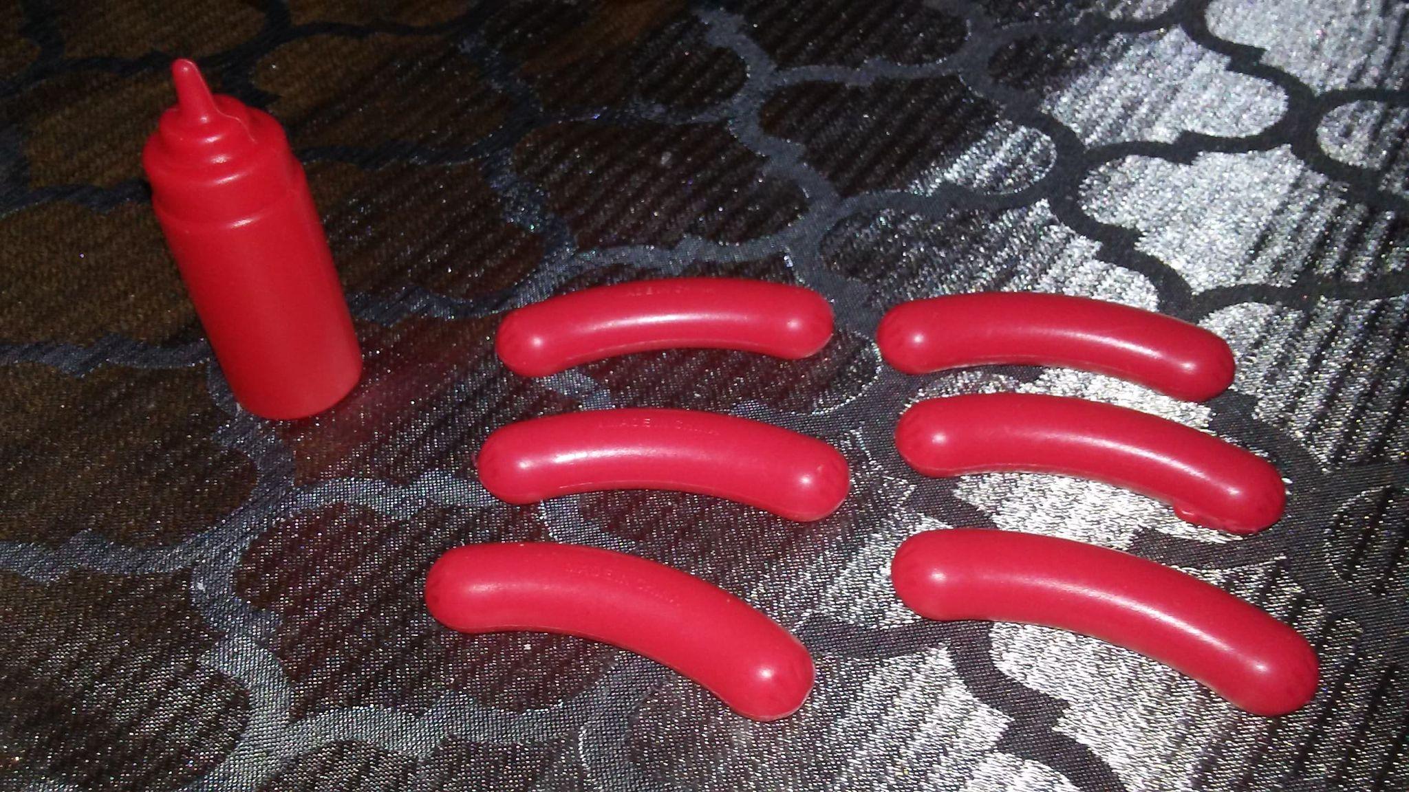 Toy Hot Dog and Ketchup - 3 Inches