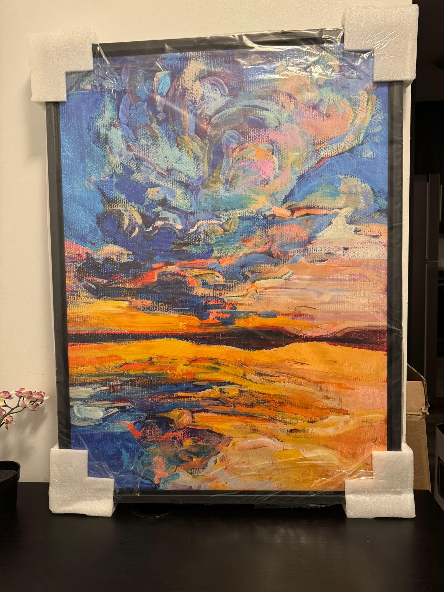 DESIGNART 'WHIRLY WAVES UNDER SUNSET' CANVAS