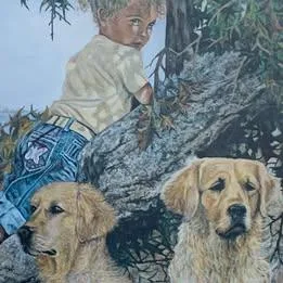 Kathy Hagerman  Puppies Print in wooded frame. Dog Collection. image indicator(7)