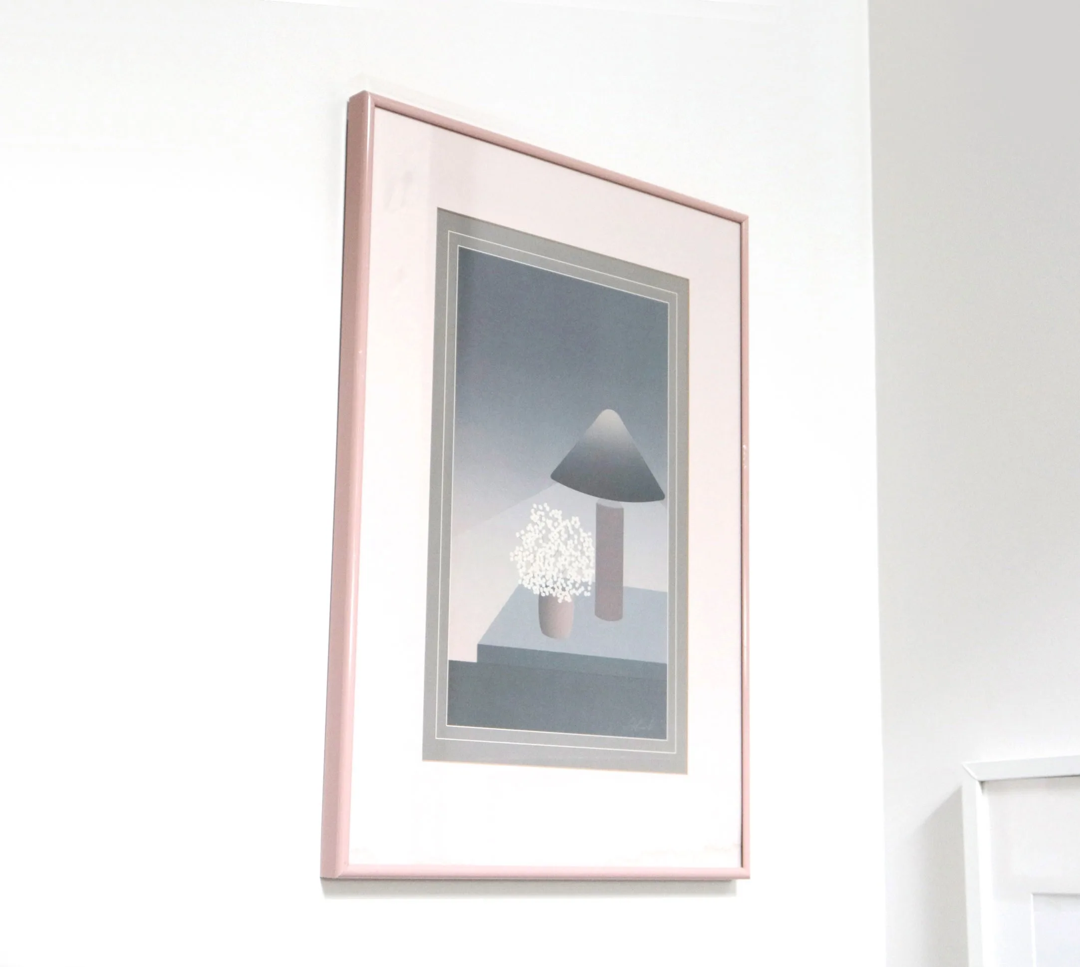 16x12" Pink Metal Framed Lamp & Floral Print by Pierre Girard image indicator(6)
